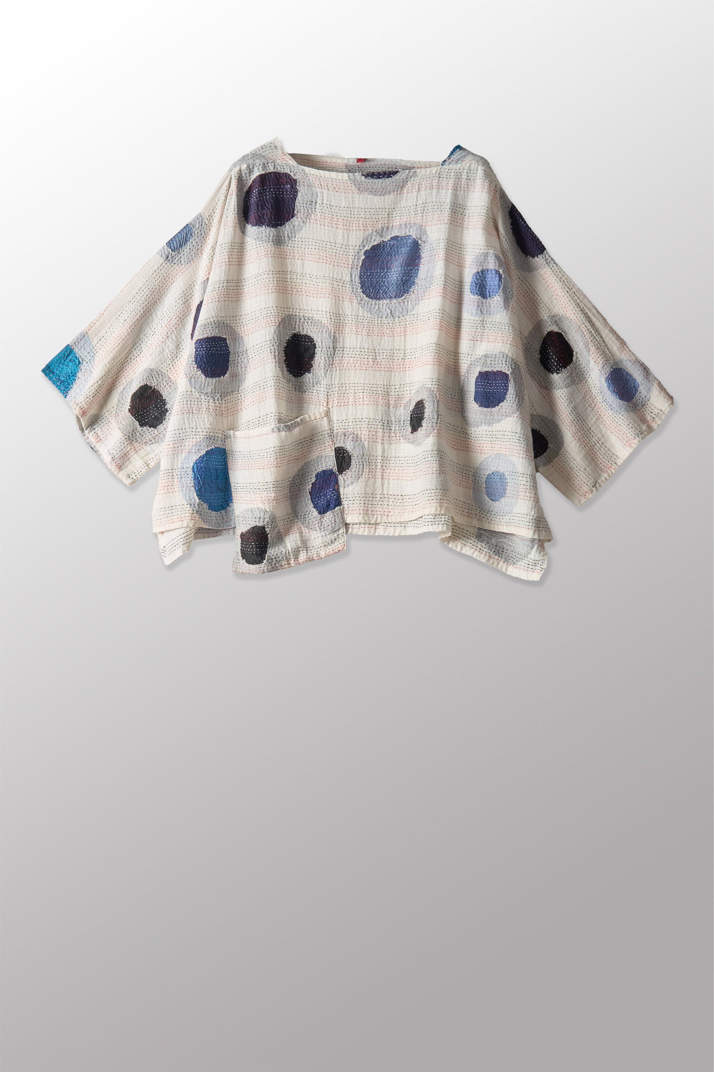 CUT OUT KANTHA 3/4 SLV. CROP TOP MIO - ck2538-wht -