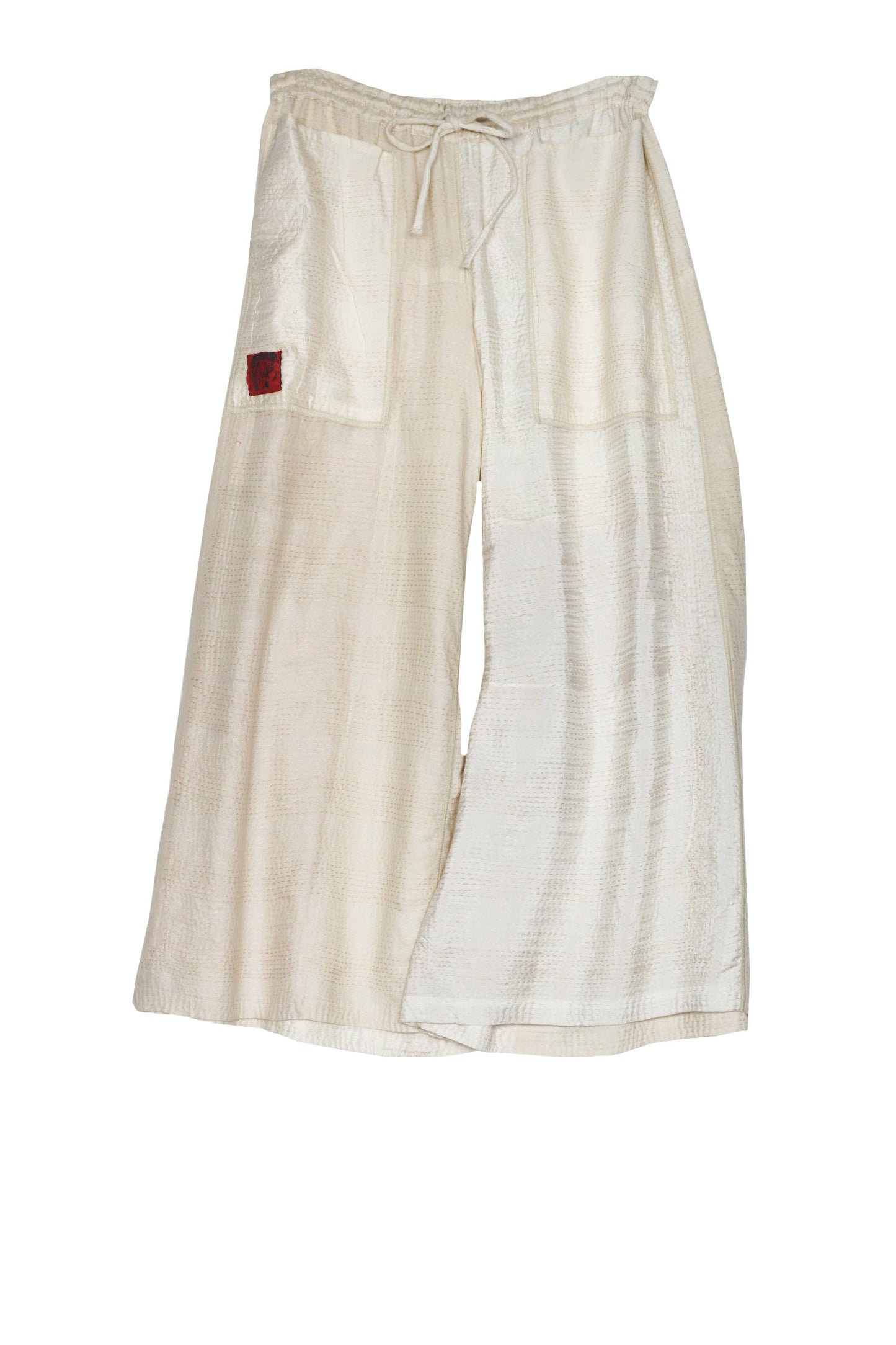 JAIPUR WHITE KANTHA DRAW STRING GAUCHO - jw2627-ivy -
