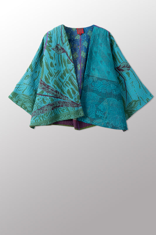 COTTON OVERDYE KANTHA BELL SHAPE JKT - ov4048-ctel008a -