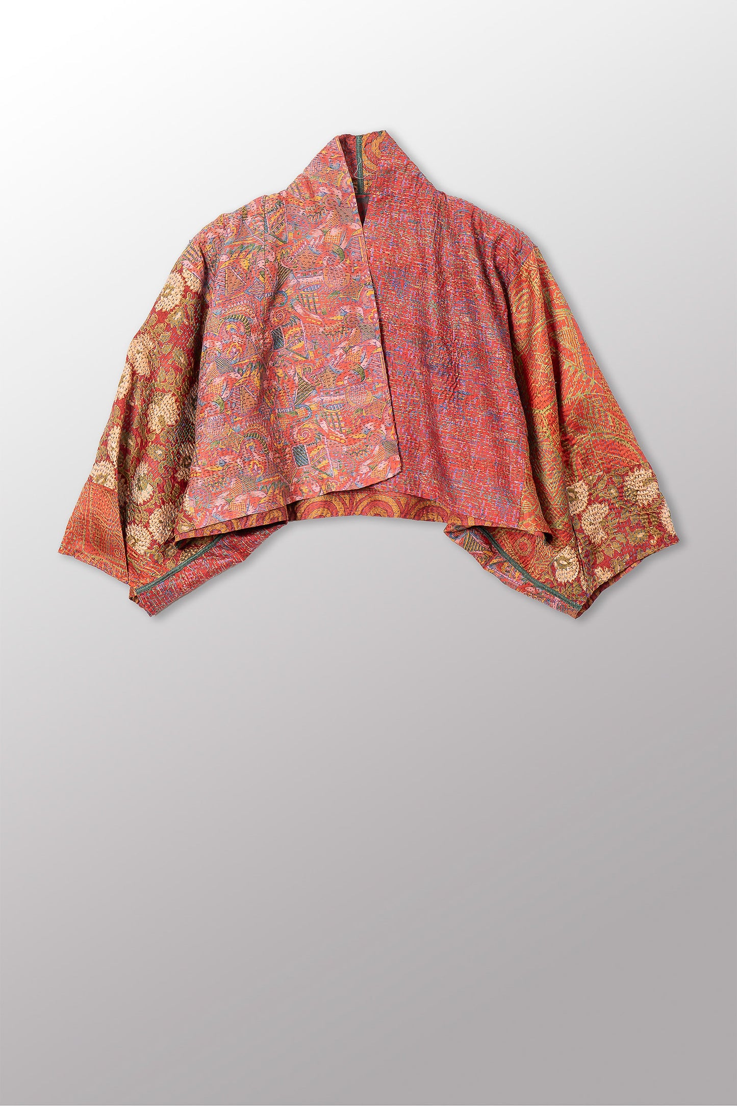 VINTAGE SILK KANTHA PUFF SLV. SHRUG - sv2062-0023a -