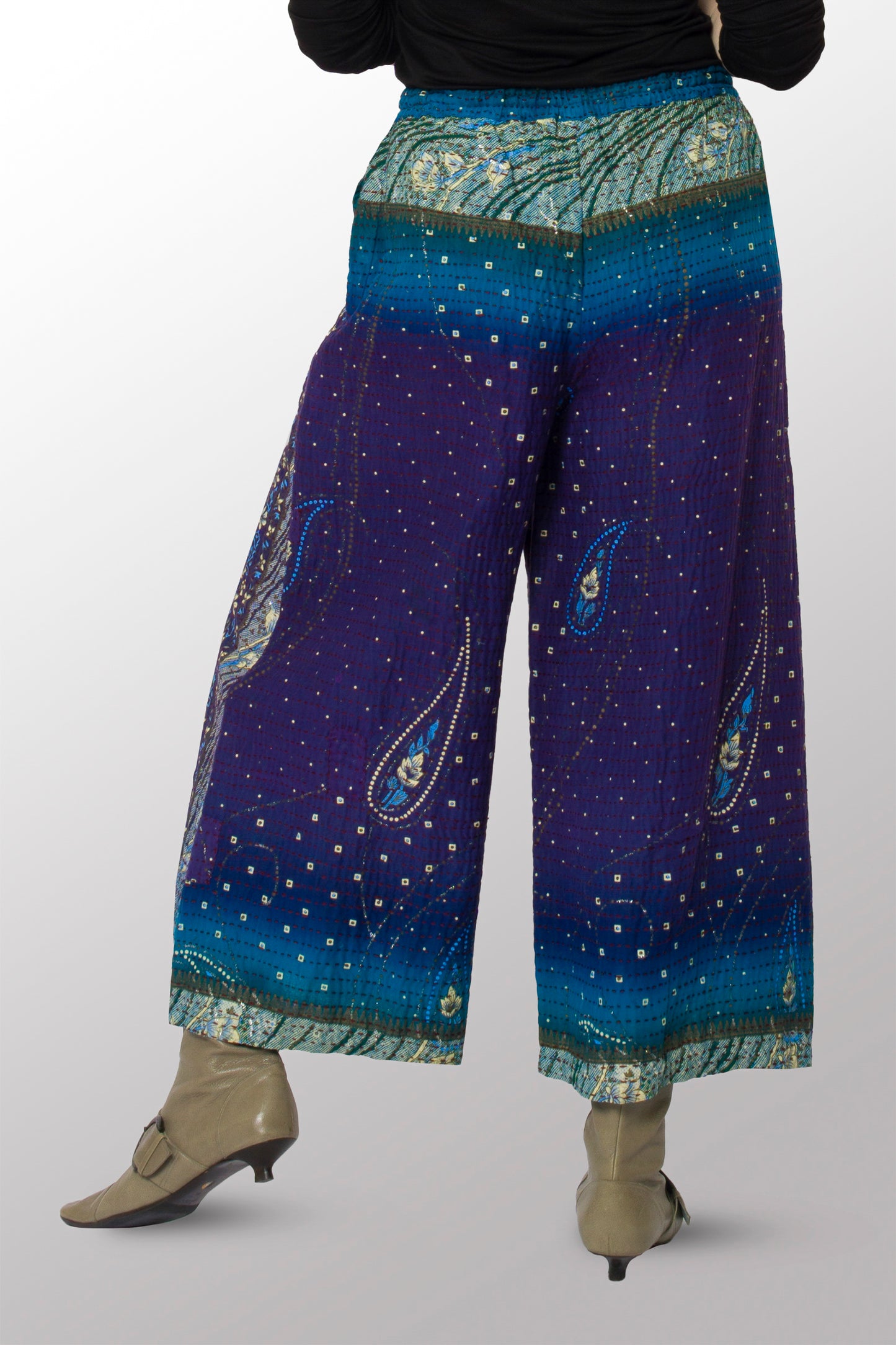 VINTAGE COTTON BBK KANTHA DRAW STRING PANTS - bl-bb2647-0002m -