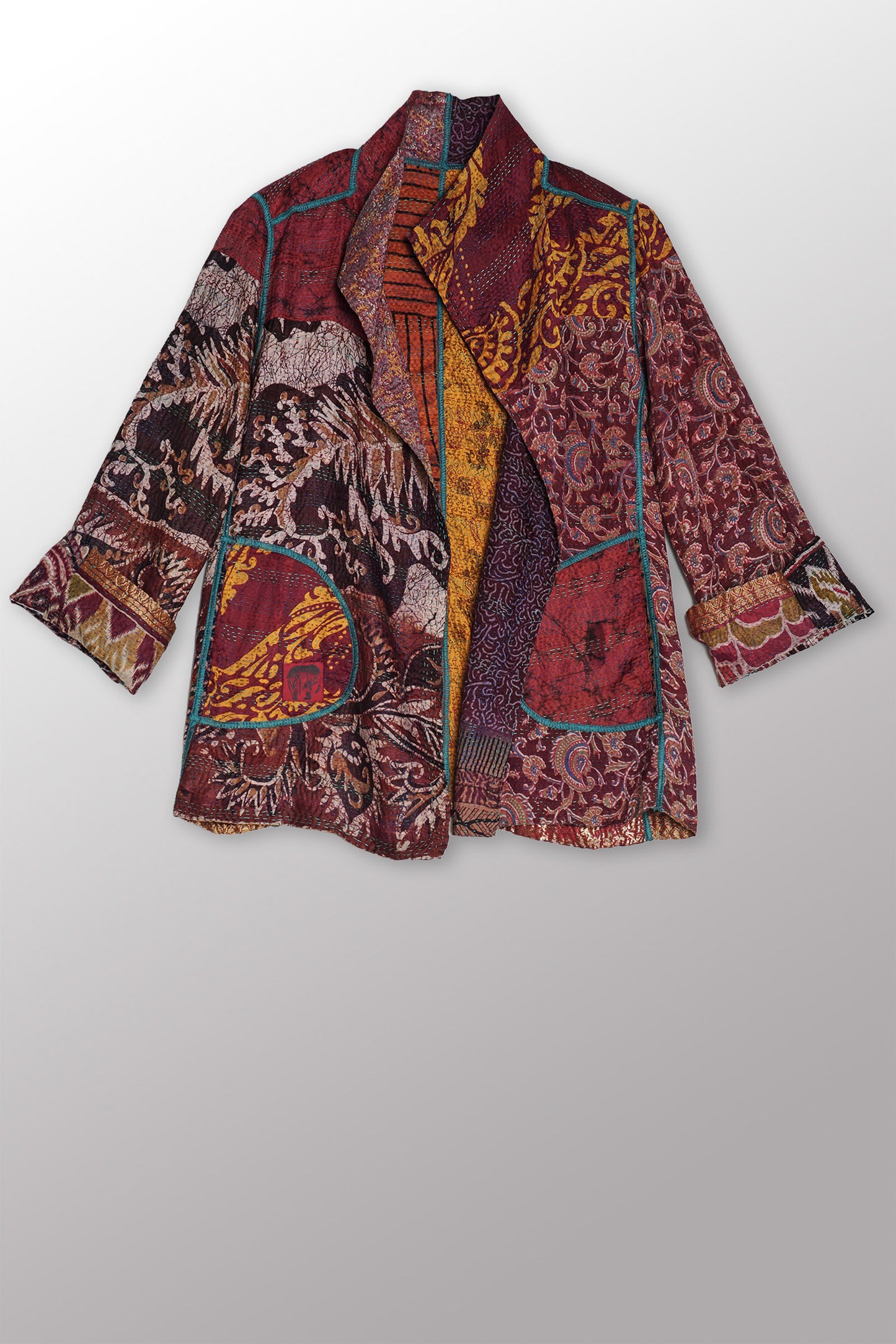 VINTAGE SILK KANTHA SHORT JKT - sv2007-0064m -