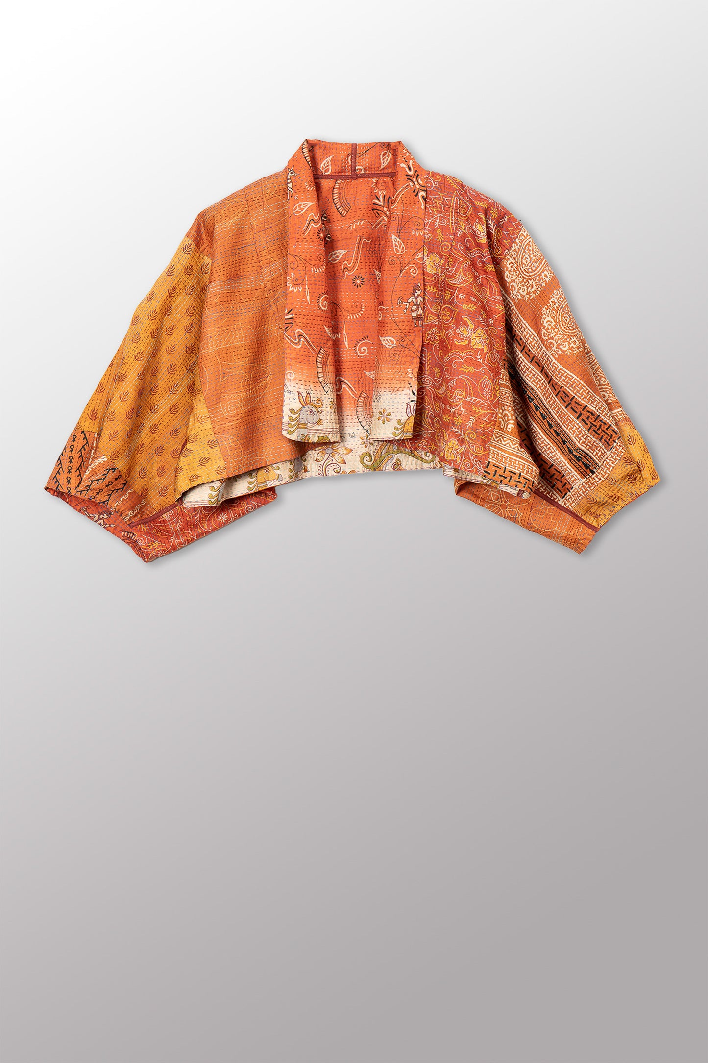 VINTAGE SILK KANTHA PUFF SLV. SHRUG - sv2062-0016a -