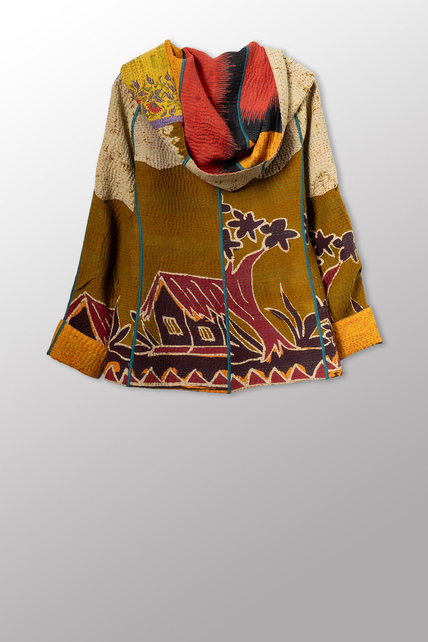 VINTAGE COTTON KANTHA HOODIE JKT - cv4036-0026m -