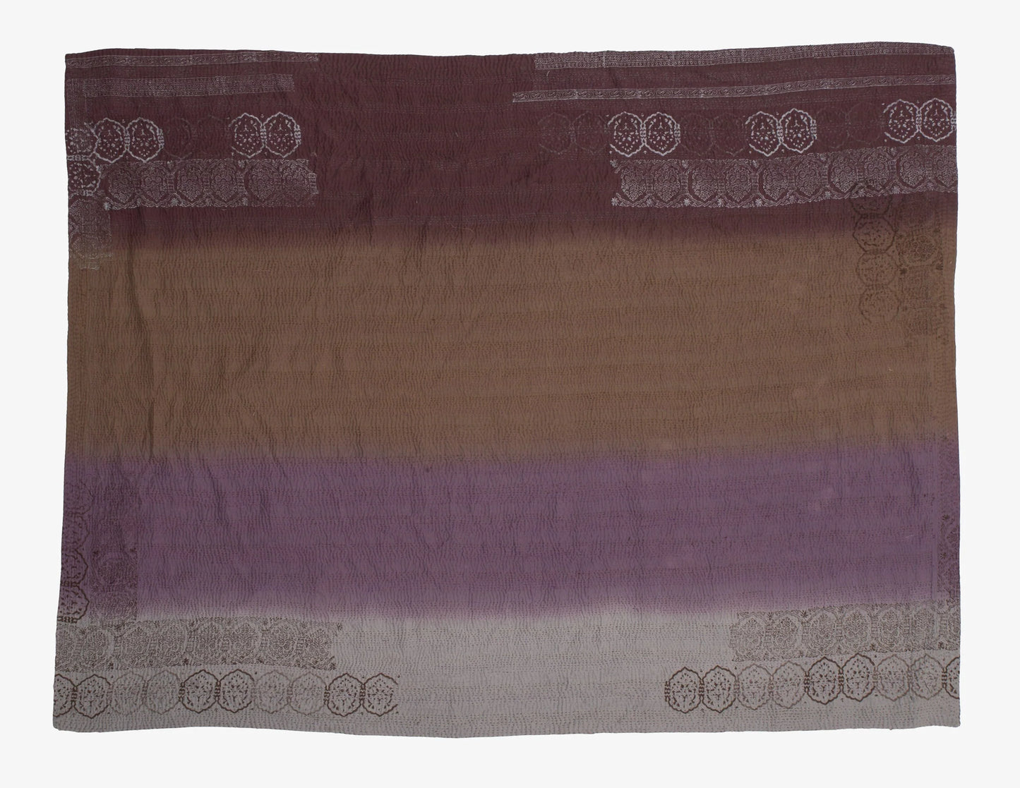 Ombre With Fray Patch Handmade Vintage Kantha Throw - Chocolate
