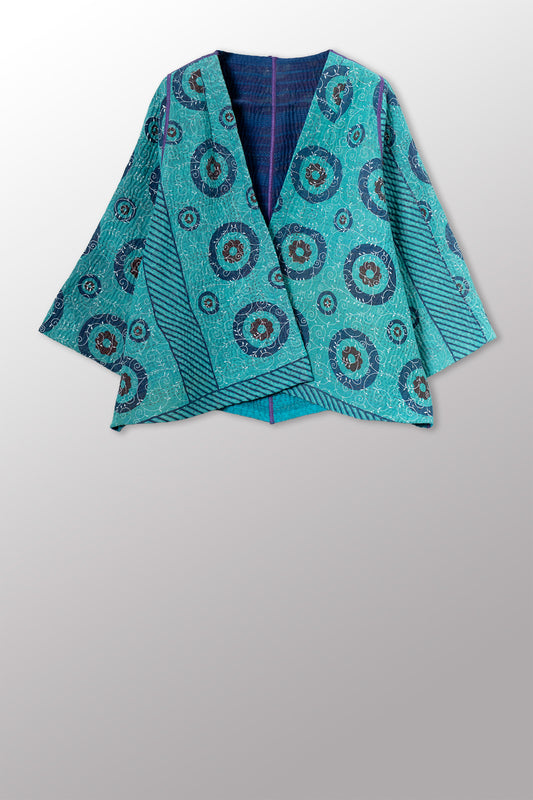 VINTAGE COTTON KANTHA BELL SHAPE JKT - cv4048-0050a -