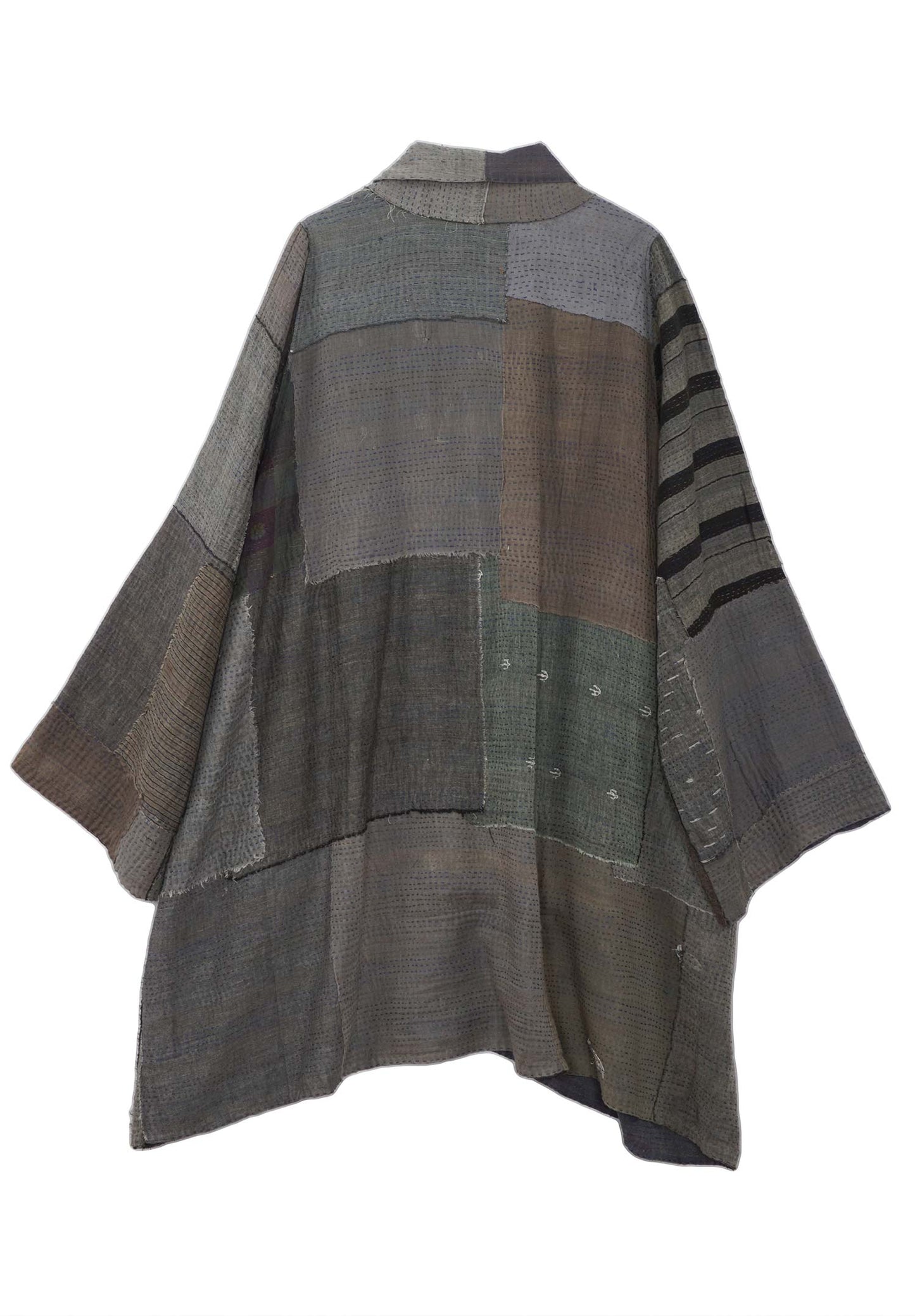 FRAYED PATCH KANTHA A-LINE JKT - fi2003-gry -
