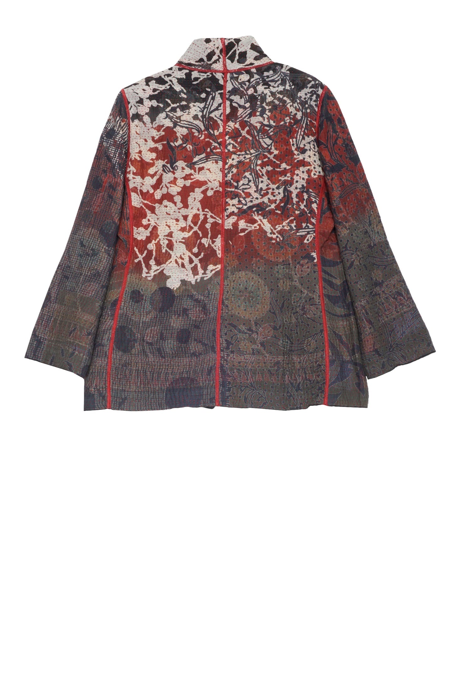 MONOTONE TWILIGHT PRINT KANTHA SHORT JKT - tp4007-red -