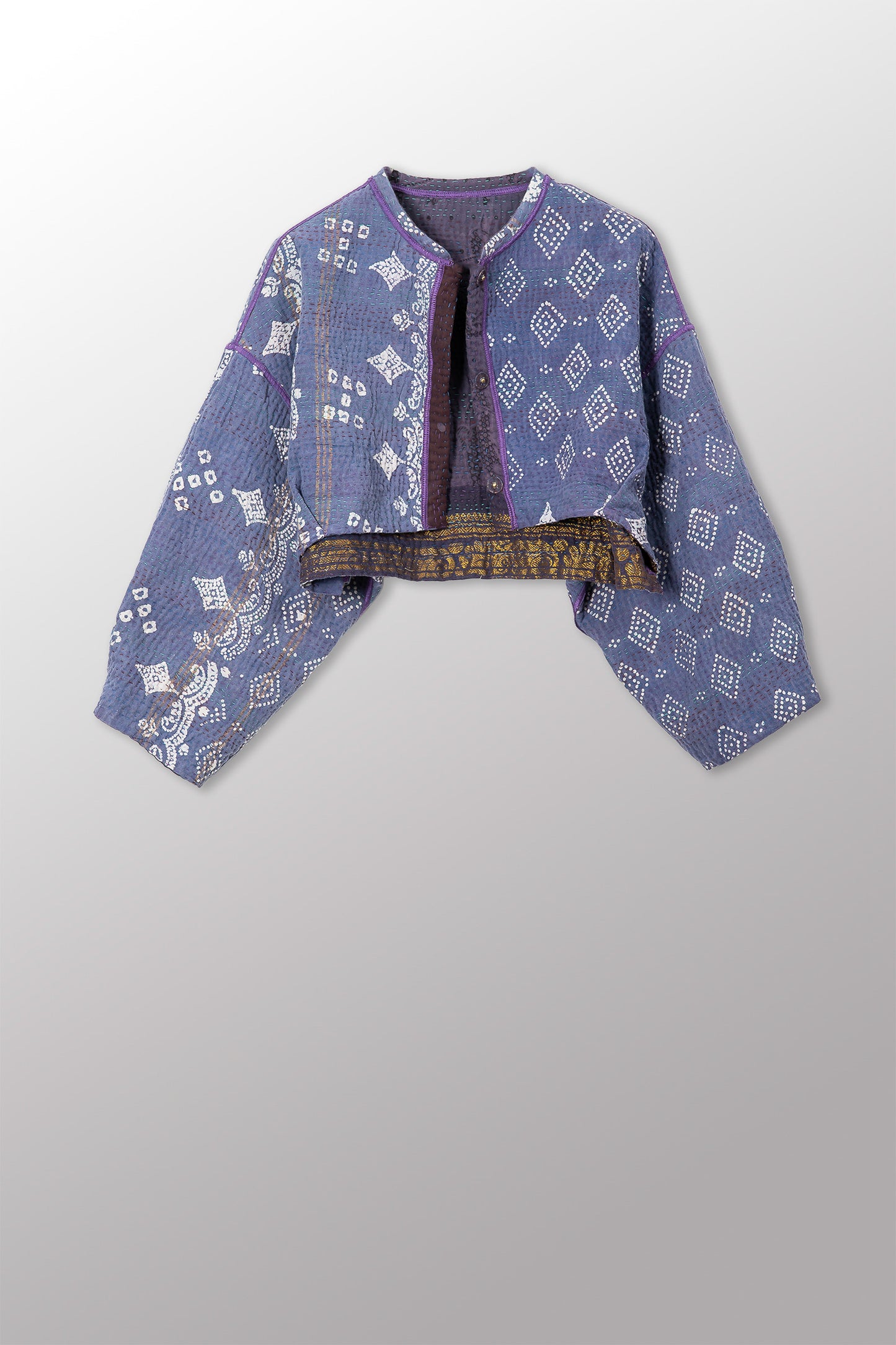 VINTAGE COTTON KANTHA SLEEVE JACKET - cv4090-0001s -