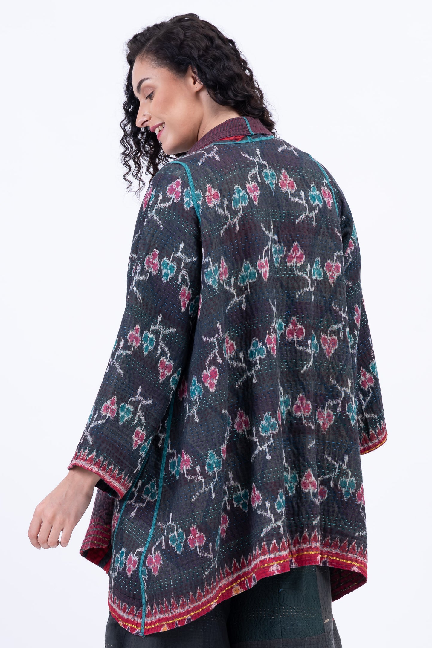 VINTAGE COTTON KANTHA A-LINE JKT - cv4003-0454a -