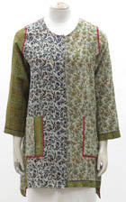 VINTAGE COTTON KANTHA CREW NECK POCKET LONG JKT - cv2027-9016a -