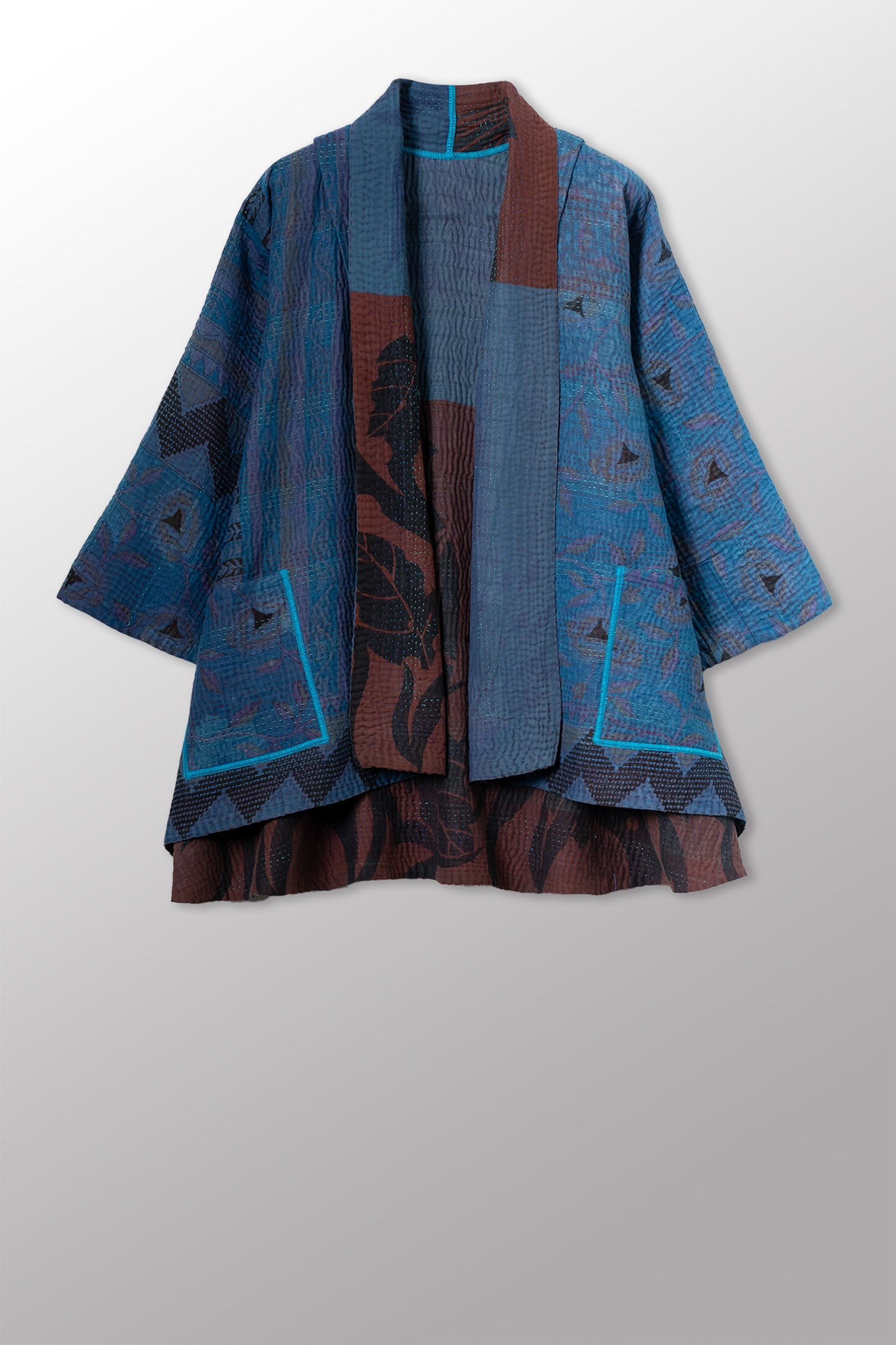 COTTON OVERDYE KANTHA KIMONO JKT - ov4004-cblu003a -