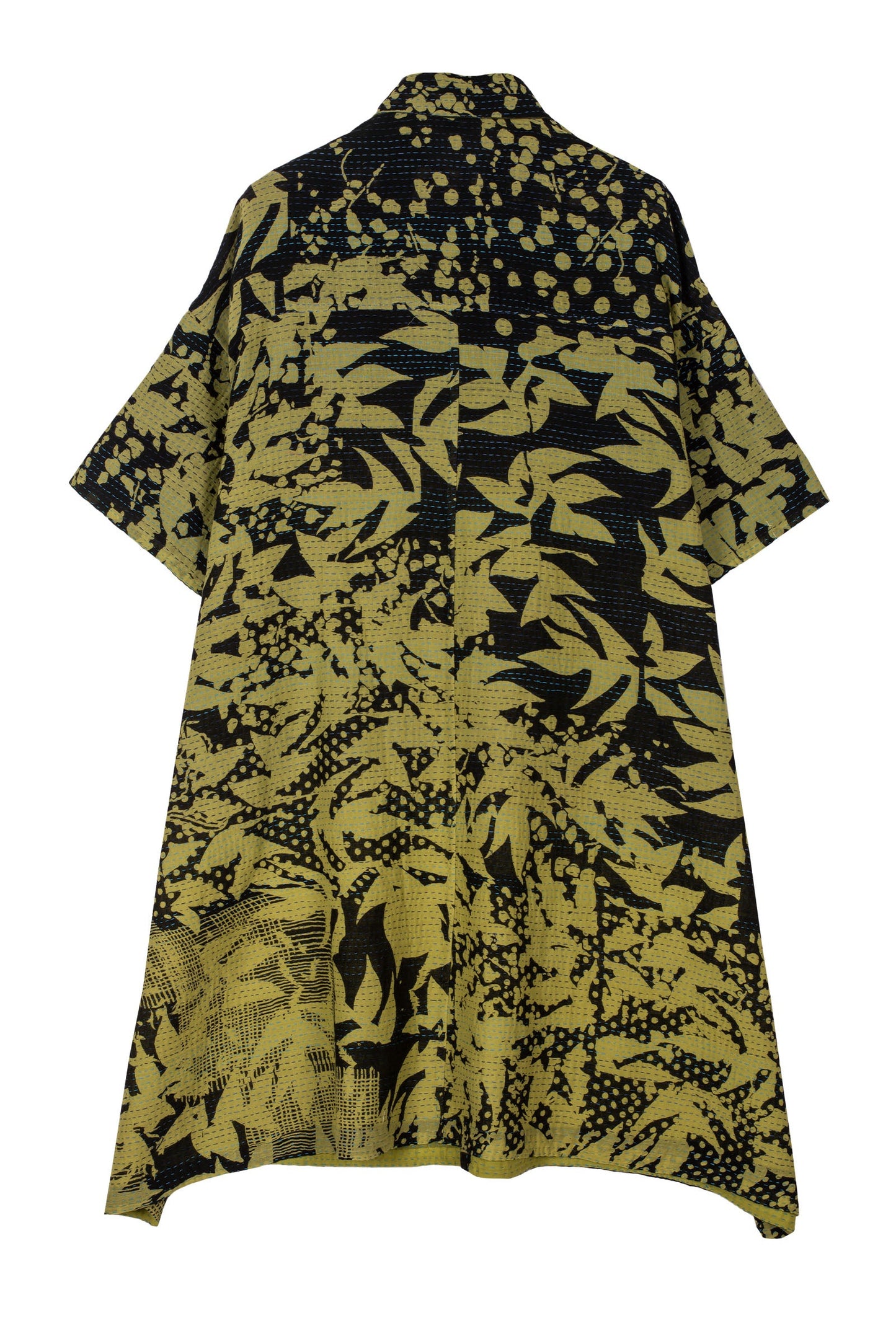 MONOTONE TWILIGHT PRINT KANTHA HALF SLV. SHIRT DRESS - tp2429-cha -