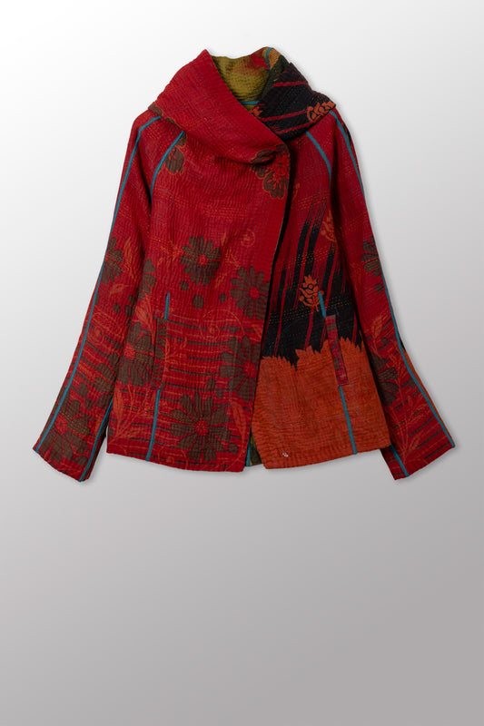 COTTON OVERDYE KANTHA HOODIE JACKET - ov4036-cgrn001m -