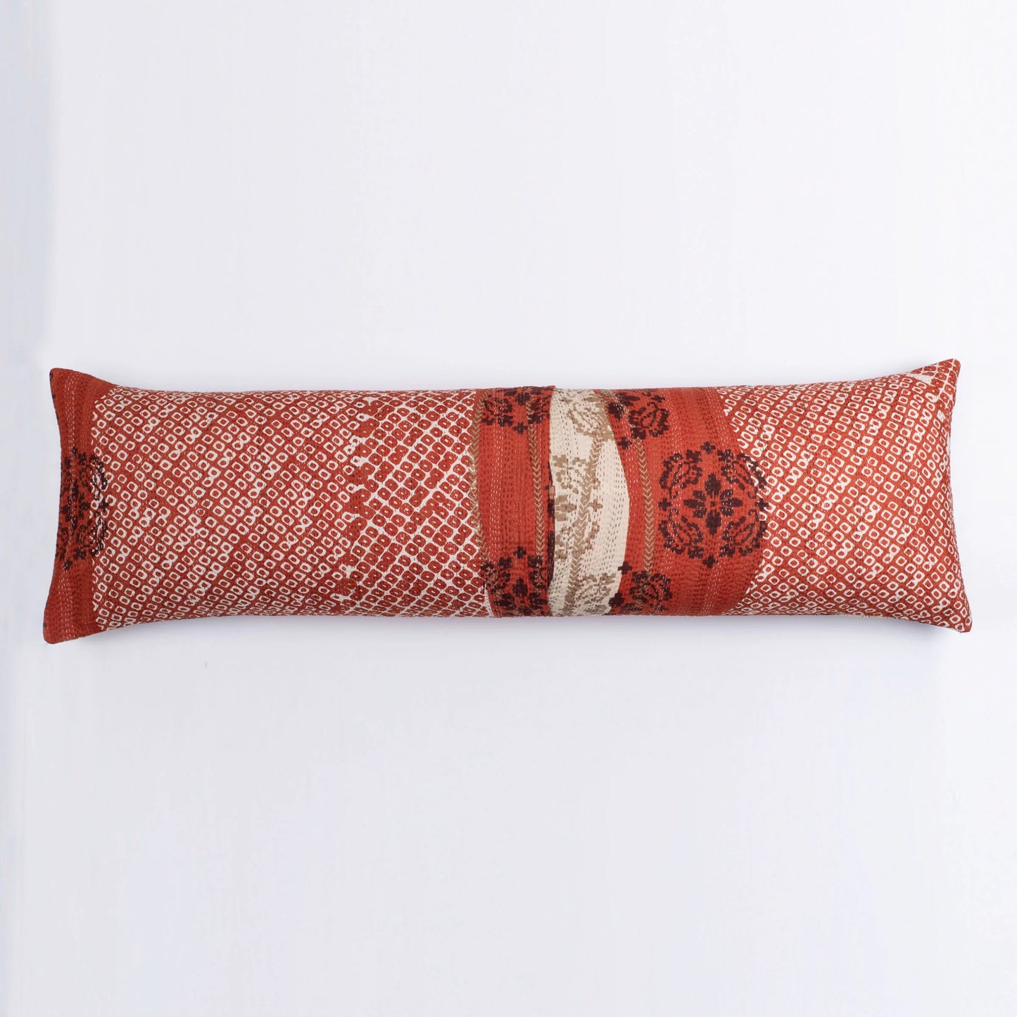 Cotton Ombre Handmade Kantha Lumber Pillow - Orange