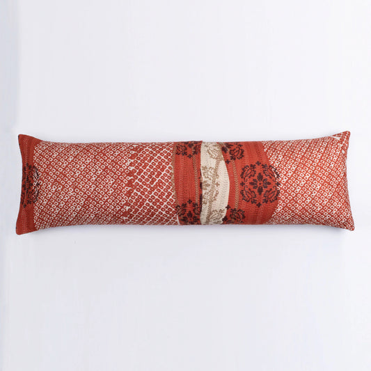 Cotton Ombre Handmade Kantha Lumber Pillow -Orange