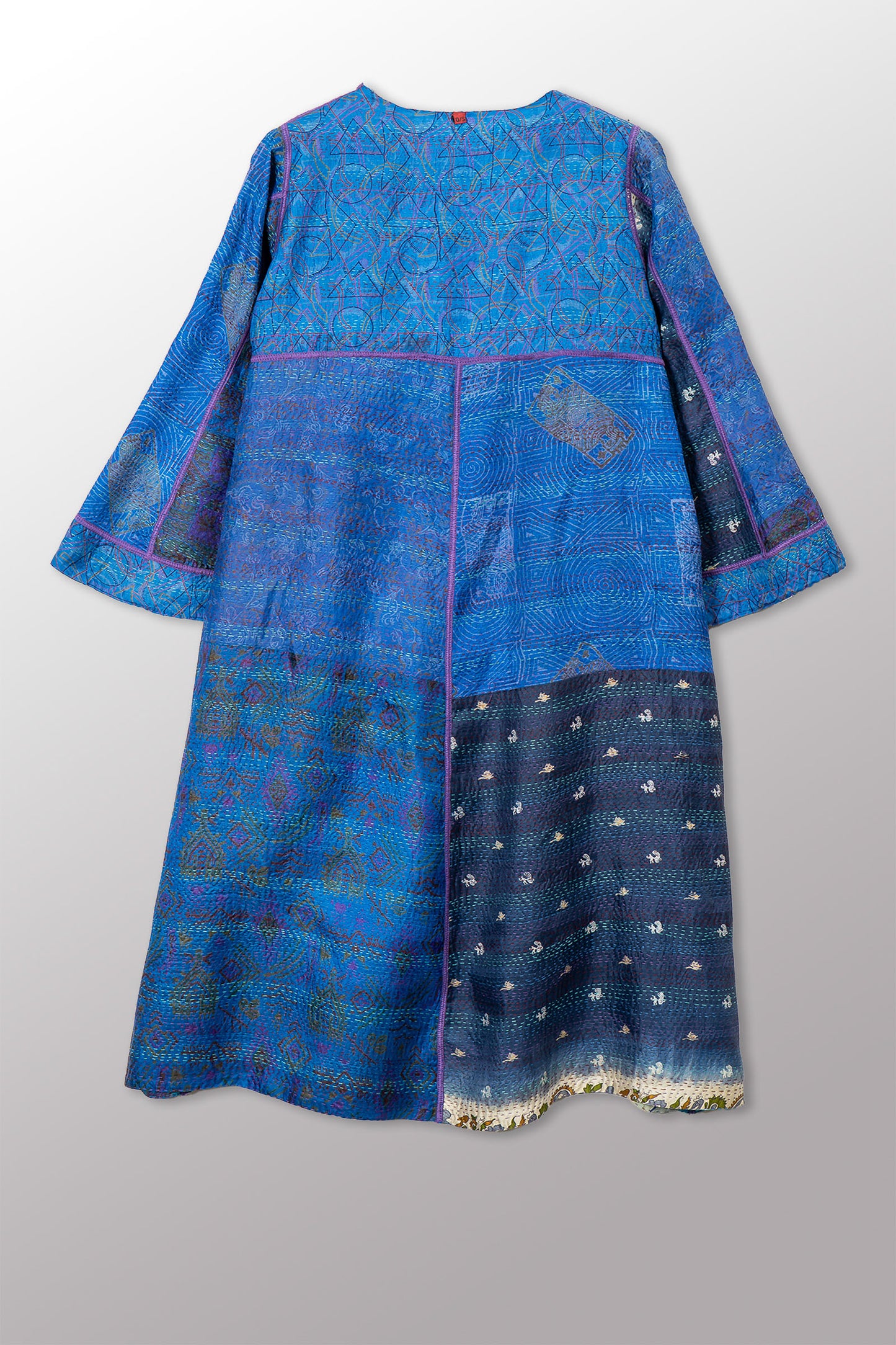 VINTAGE SILK KANTHA WRAP FLARE COAT - sv2330-0007a -