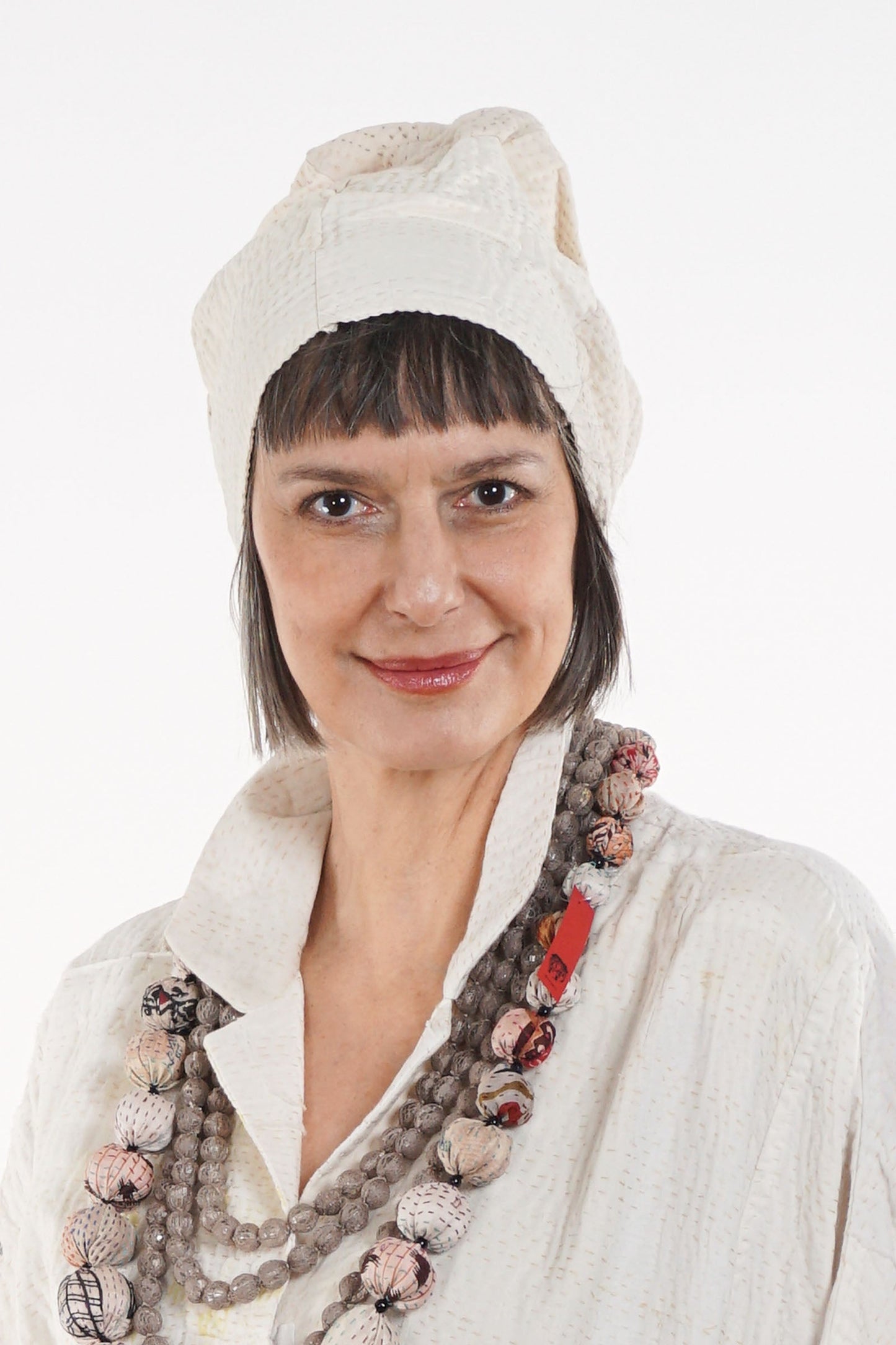 JAIPUR WHITE KANTHA PATCHWORK HAT - jw4880-ivy -