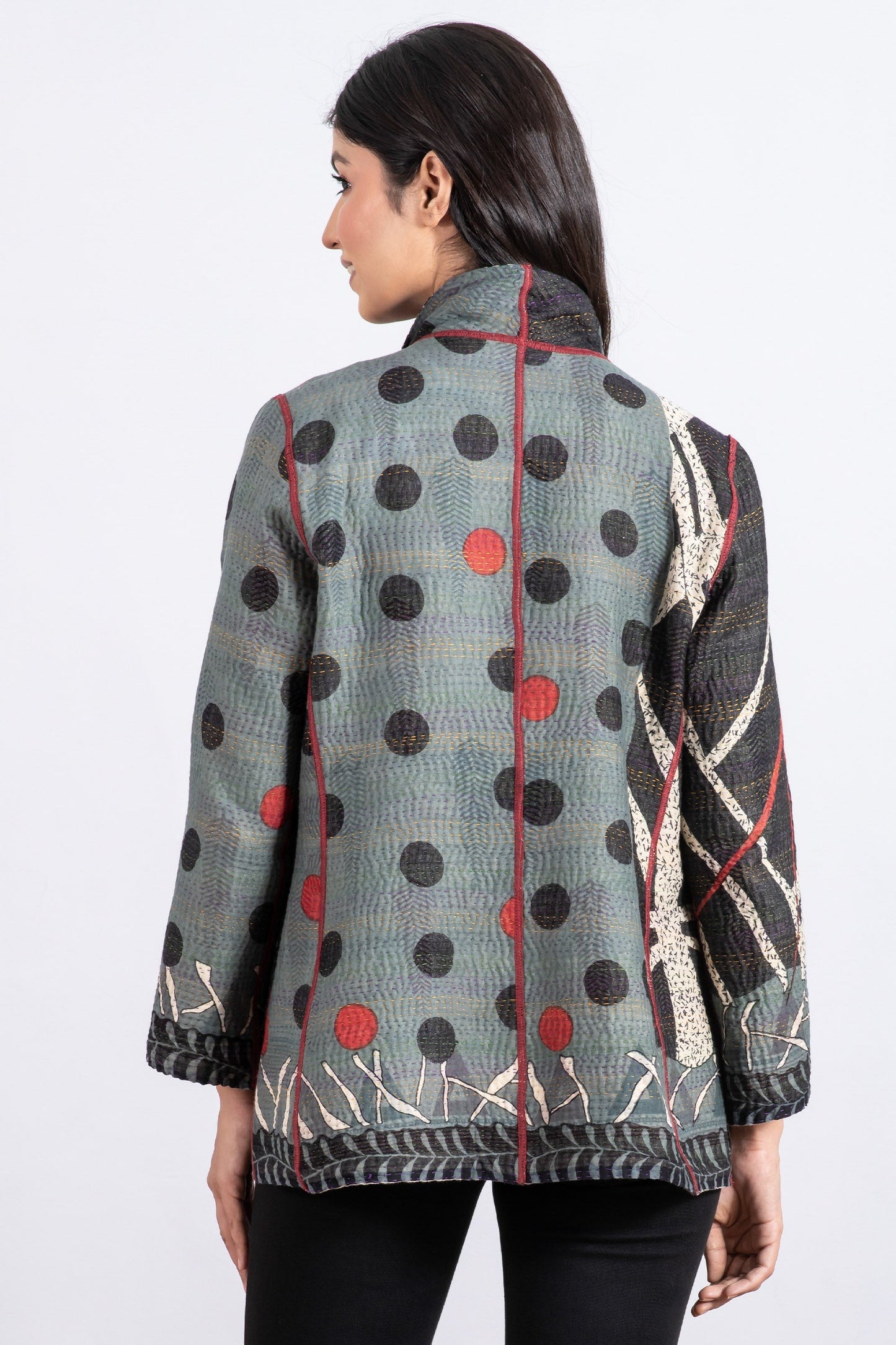 DOT & PAISLEY KANTHA SHORT JKT - dp4007-nvy -