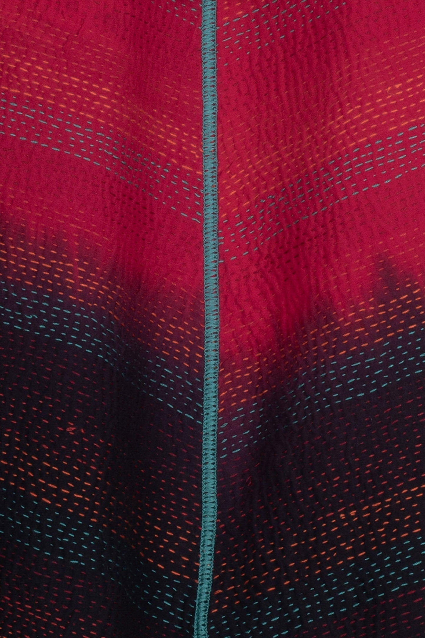 SILK COTTON OMBRE PRINT KANTHA CIRCULAR VEST - os2201-red -