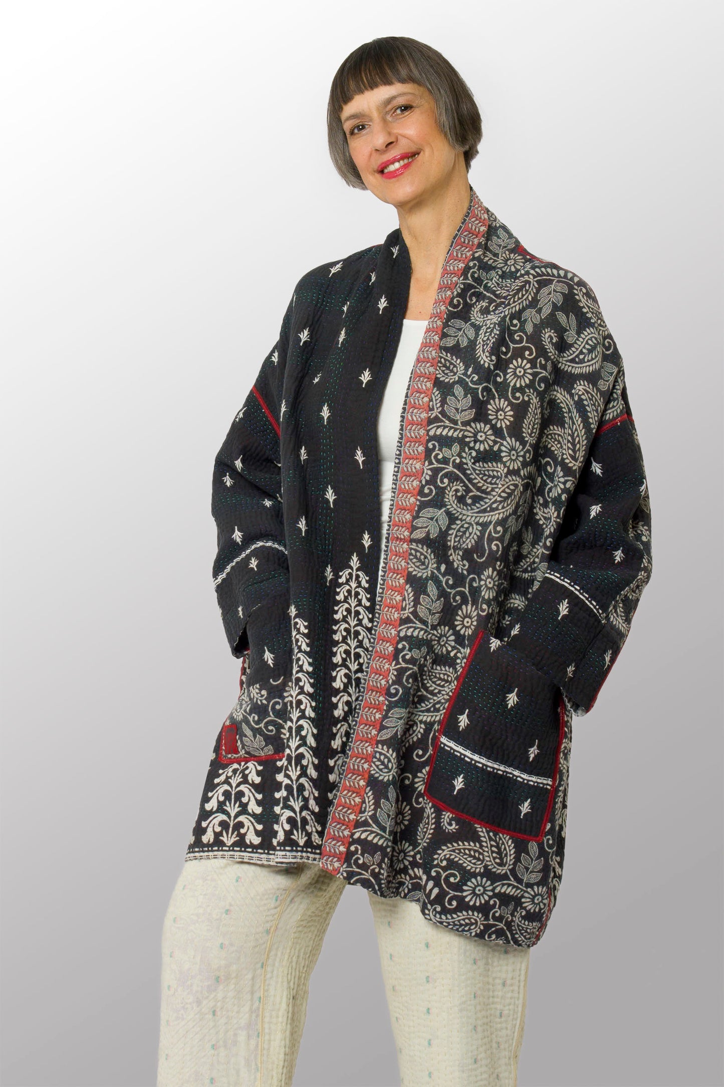 VINTAGE COTTON KANTHA HAORI JKT - cv4068-0006a -