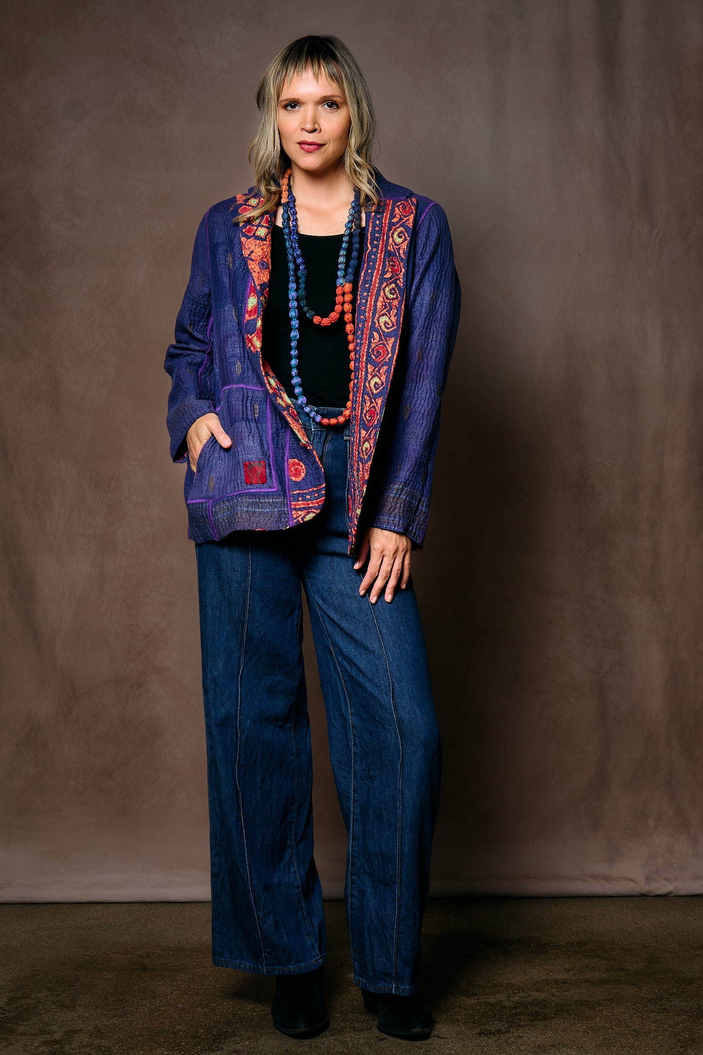 VINTAGE COTTON KANTHA BASIC JKT - cv4052-0027m -