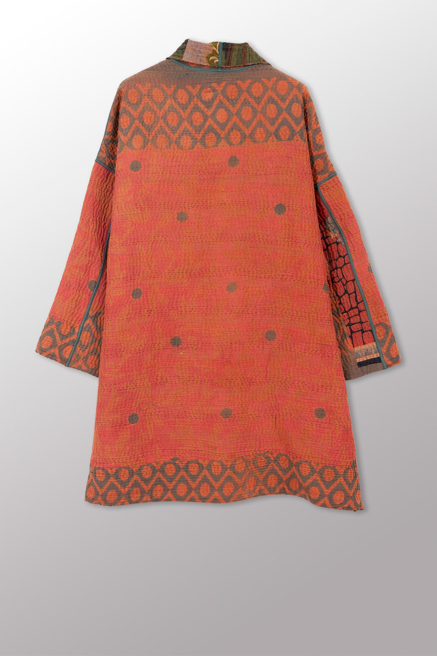 COTTON OVERDYE KANTHA HAORI JACKET - ov4068-cgrn001a -