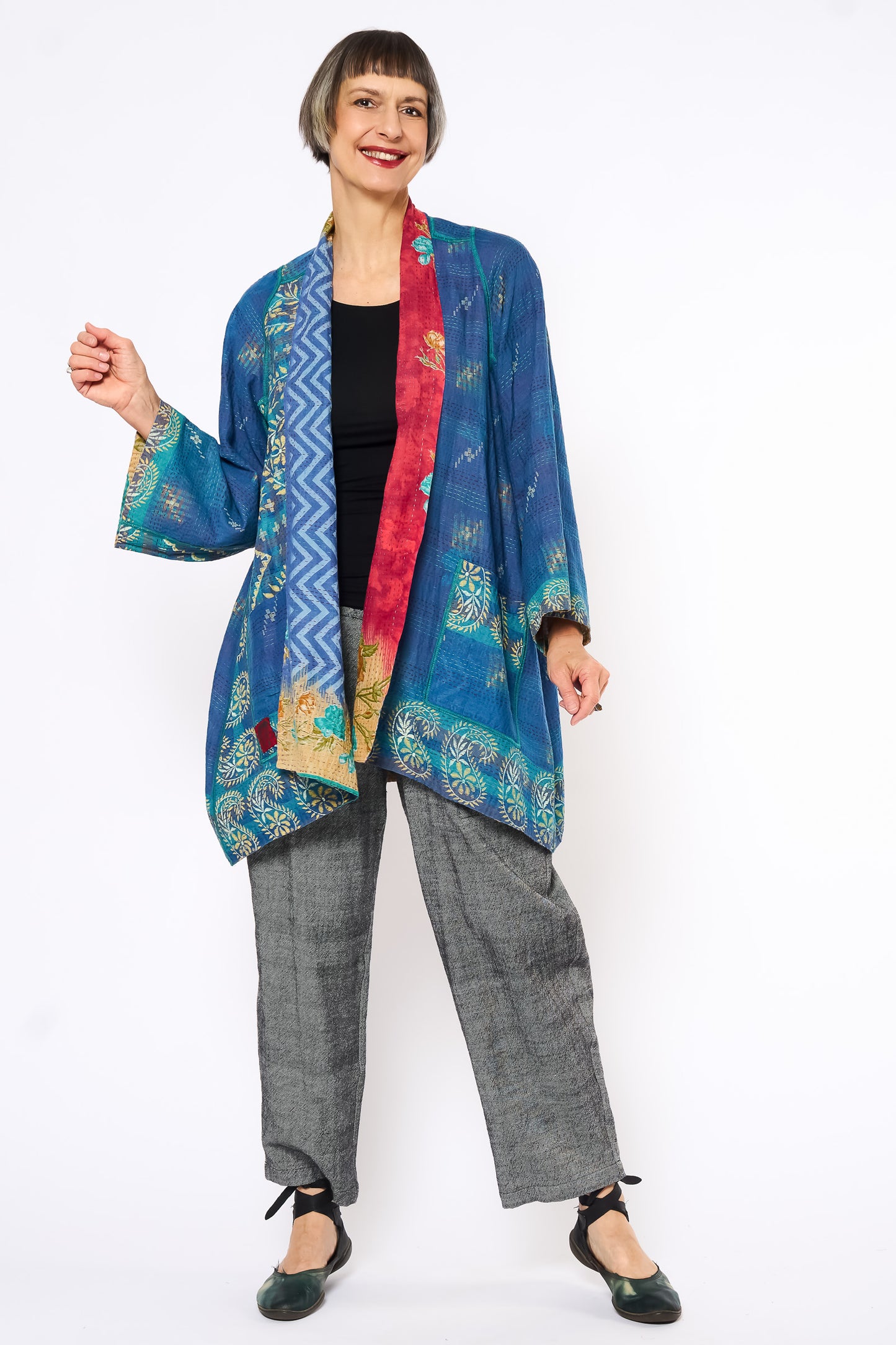 VINTAGE COTTON KANTHA A-LINE JKT - cv2003-0172a -
