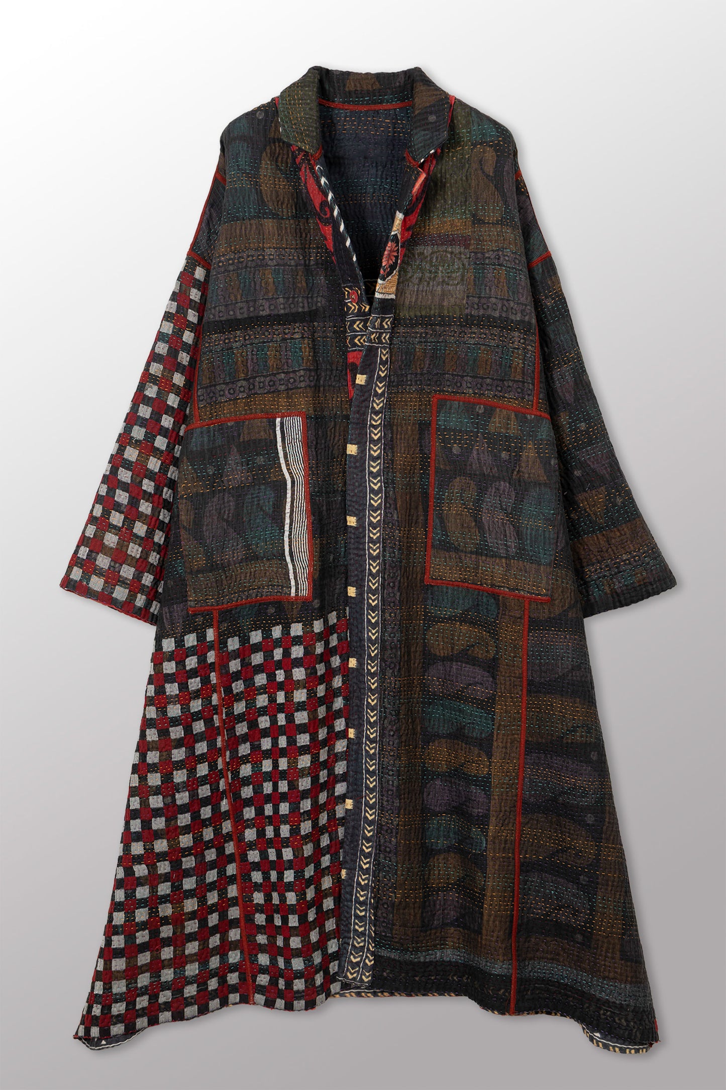 VINTAGE COTTON KANTHA OVERSIZED COAT - cv4326-0059a -