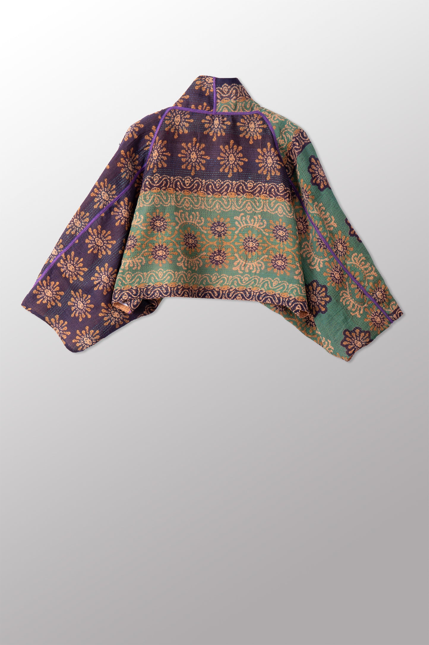 VINTAGE COTTON & NEW VOILE KANTHA PUFF SLV. SHRUG - cn2062-0001a -