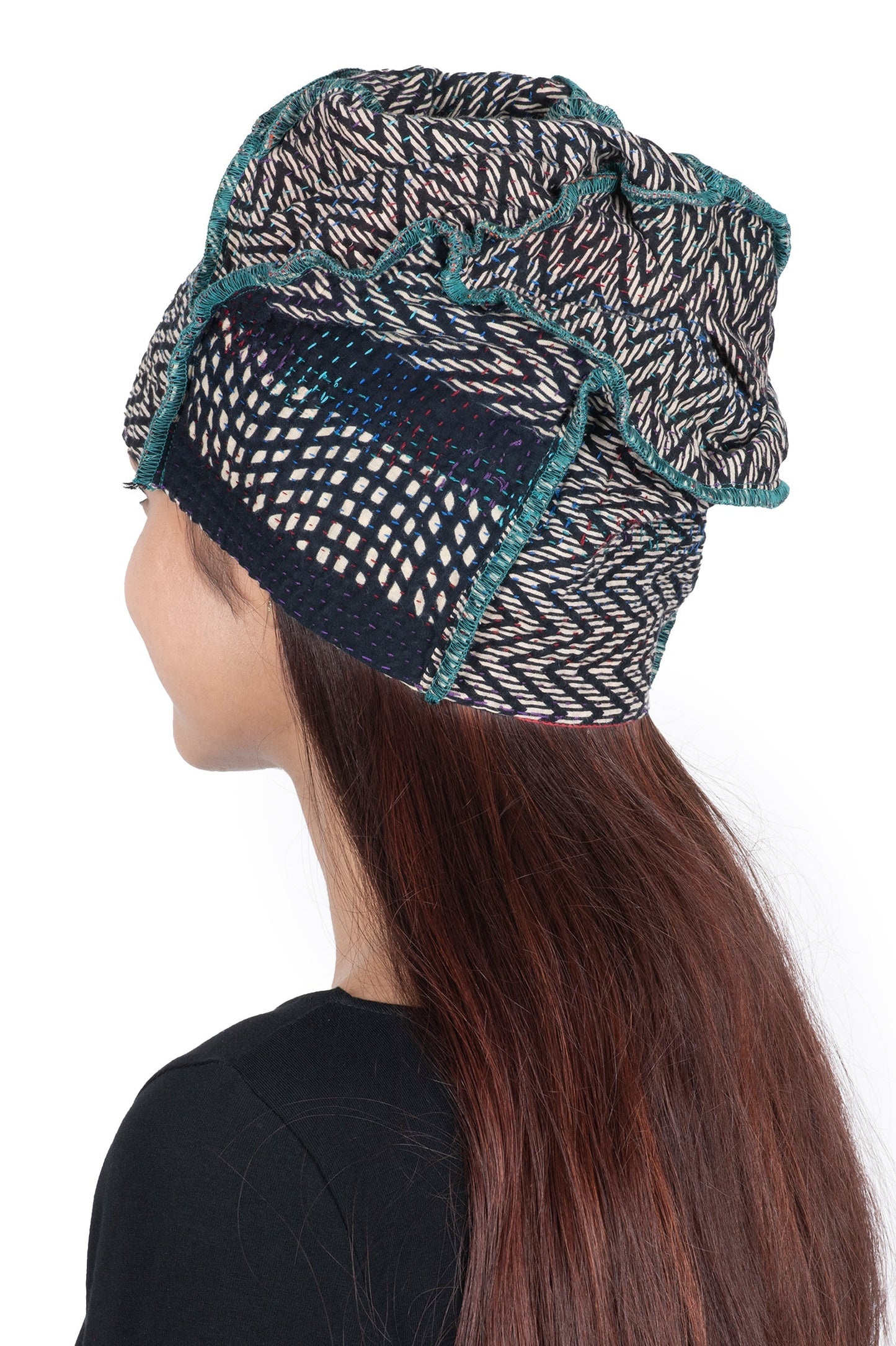 SOHO BAMBOO KANTHA PATCHWORK HAT - bo4880-blk -