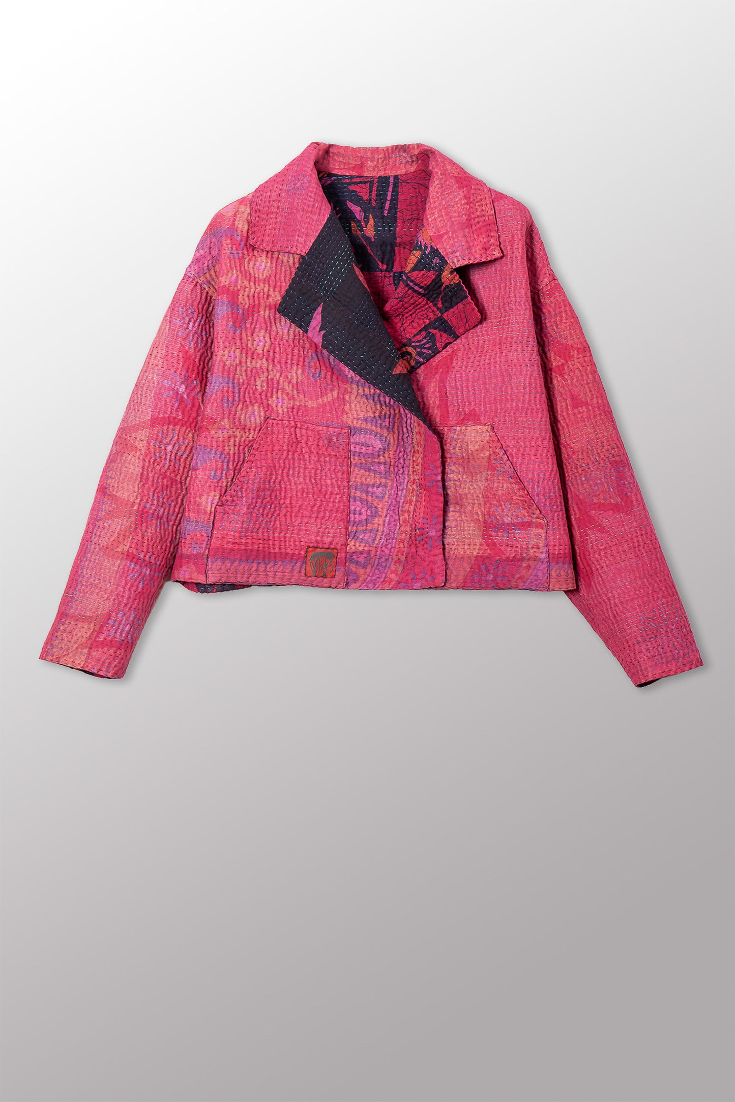 COTTON OVERDYE KANTHA LAPELED SHORT JKT - ov4081-cfus001s -