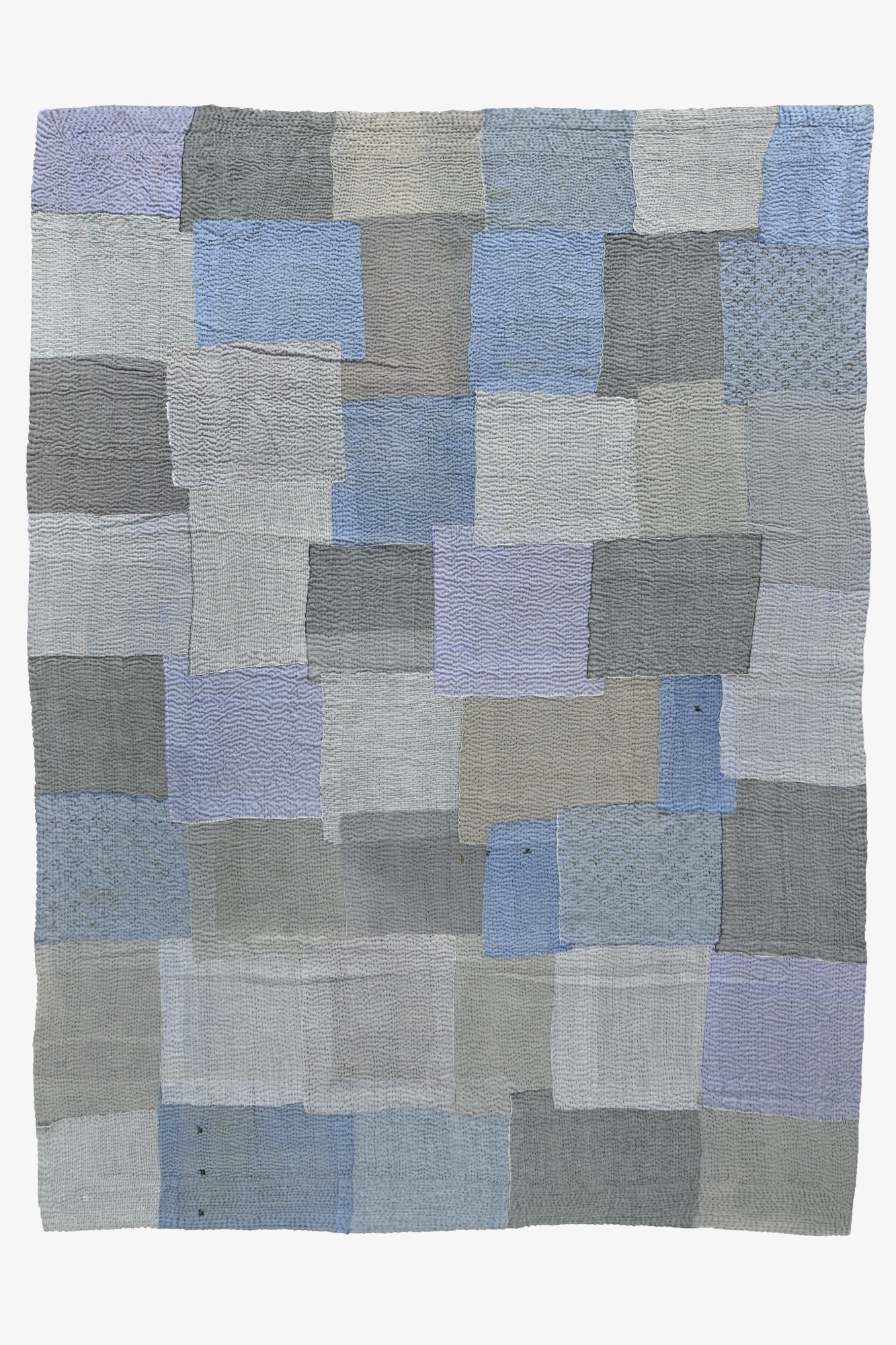 Mosaic Fray  Patch Handmade Vintage Kantha Quilts -Hydrangea