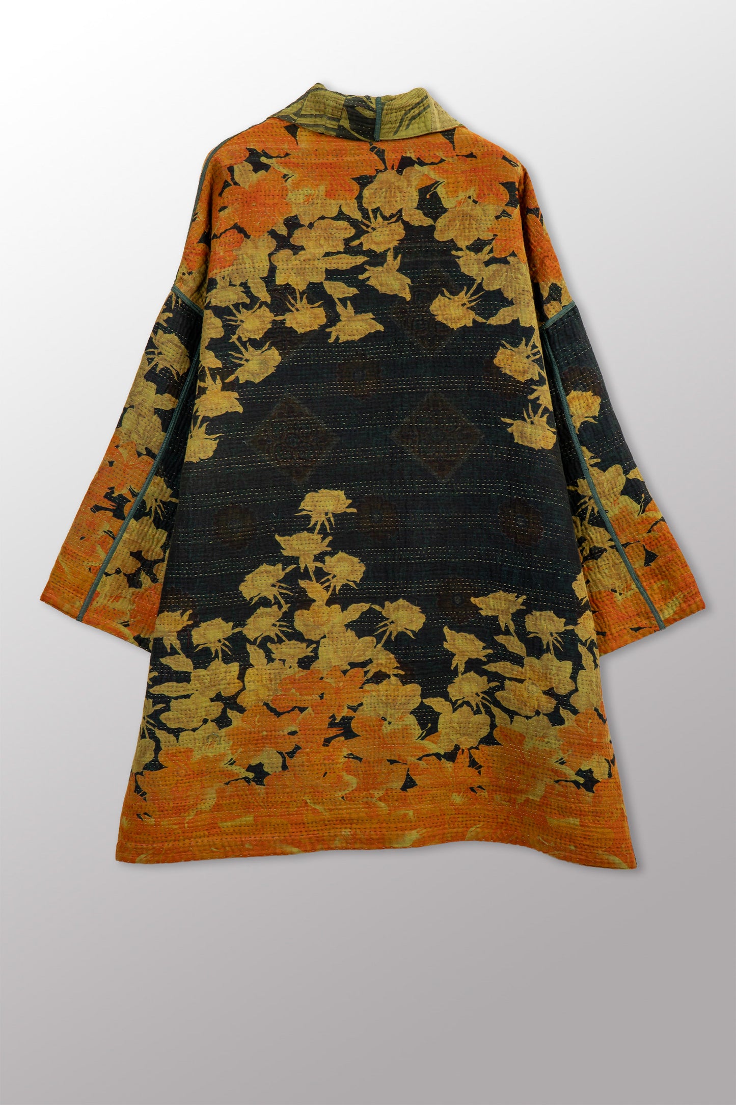 COTTON OVERDYE KANTHA HAORI JACKET - ov4068-cgrn003a -