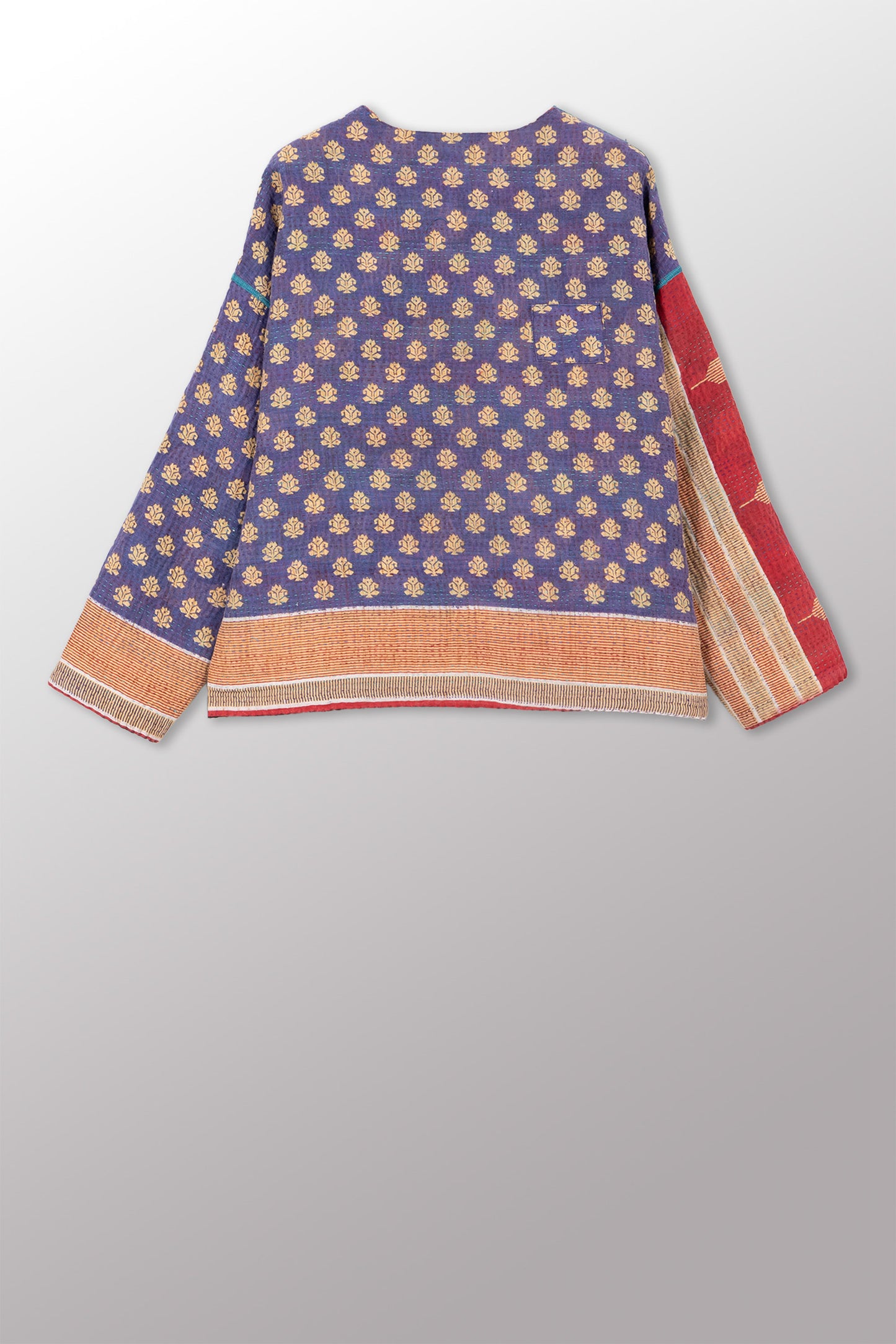 VINTAGE COTTON KANTHA CREW NECK SHORT JKT - cv4053-0074a -