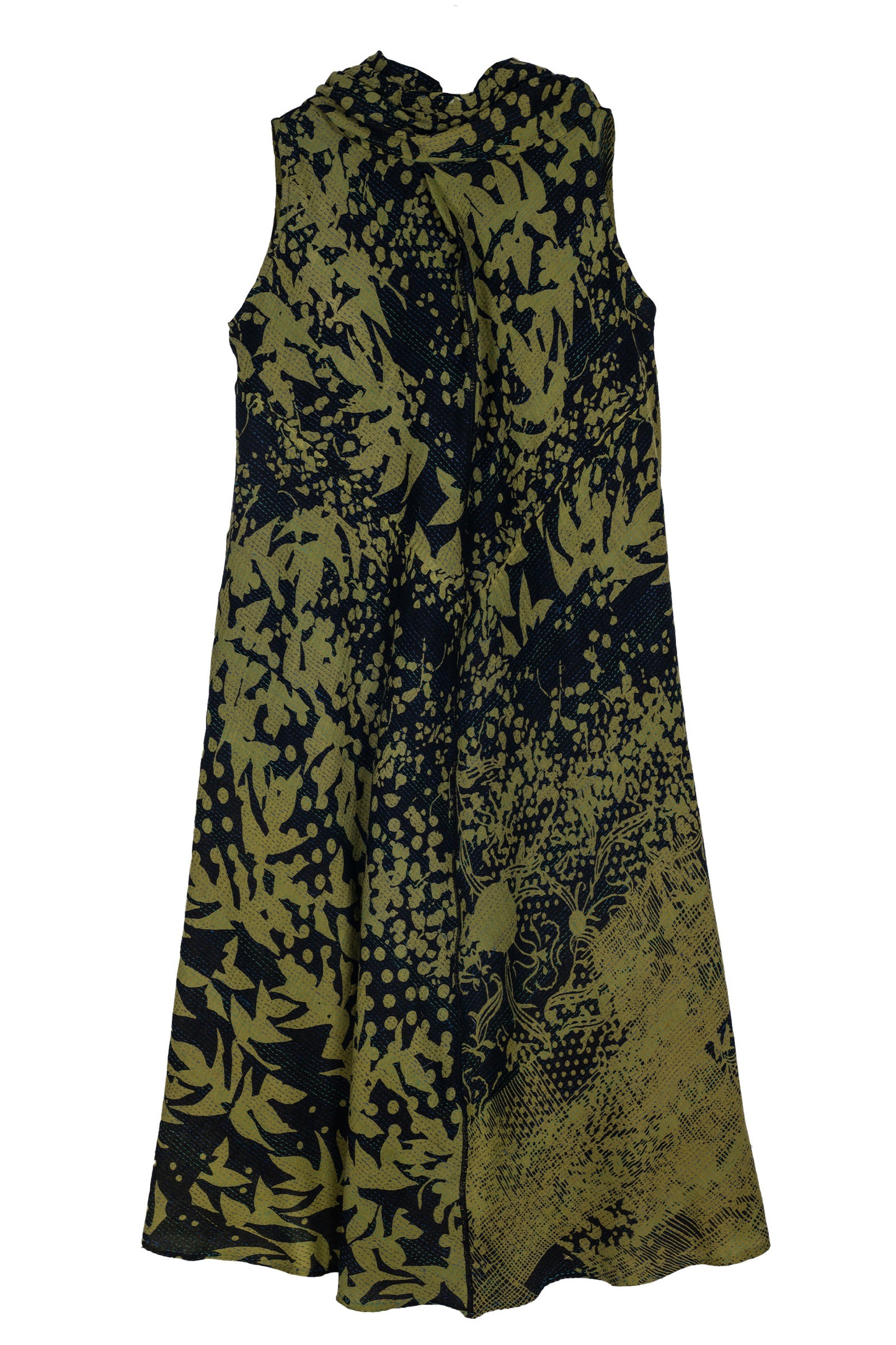 MONOTONE TWILIGHT PRINT KANTHA COWL NECK MAXI DRESS - tp2438-cha -