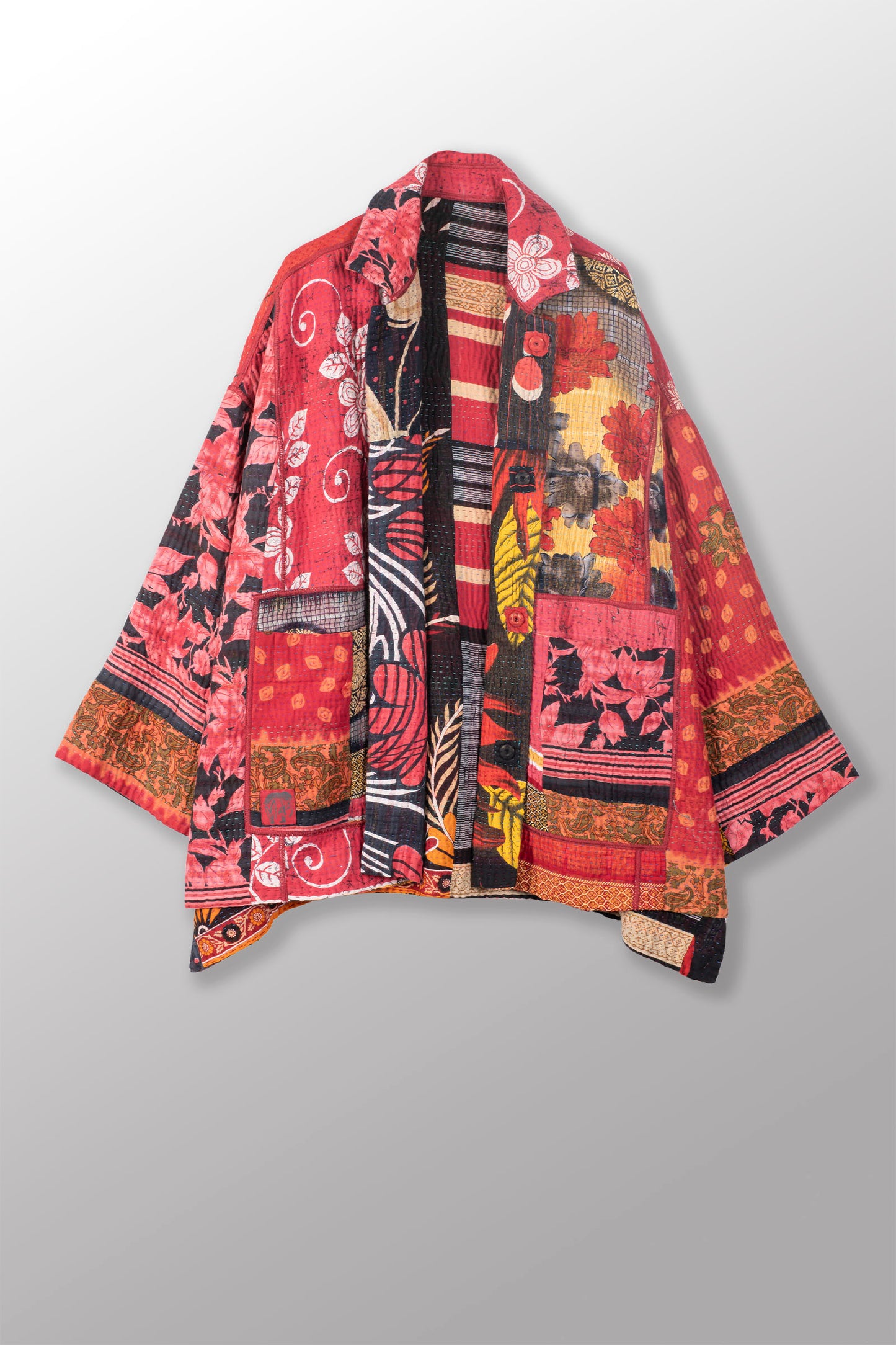 PUZZLE KANTHA OVERSIZED MINI COAT - pz4332-red -