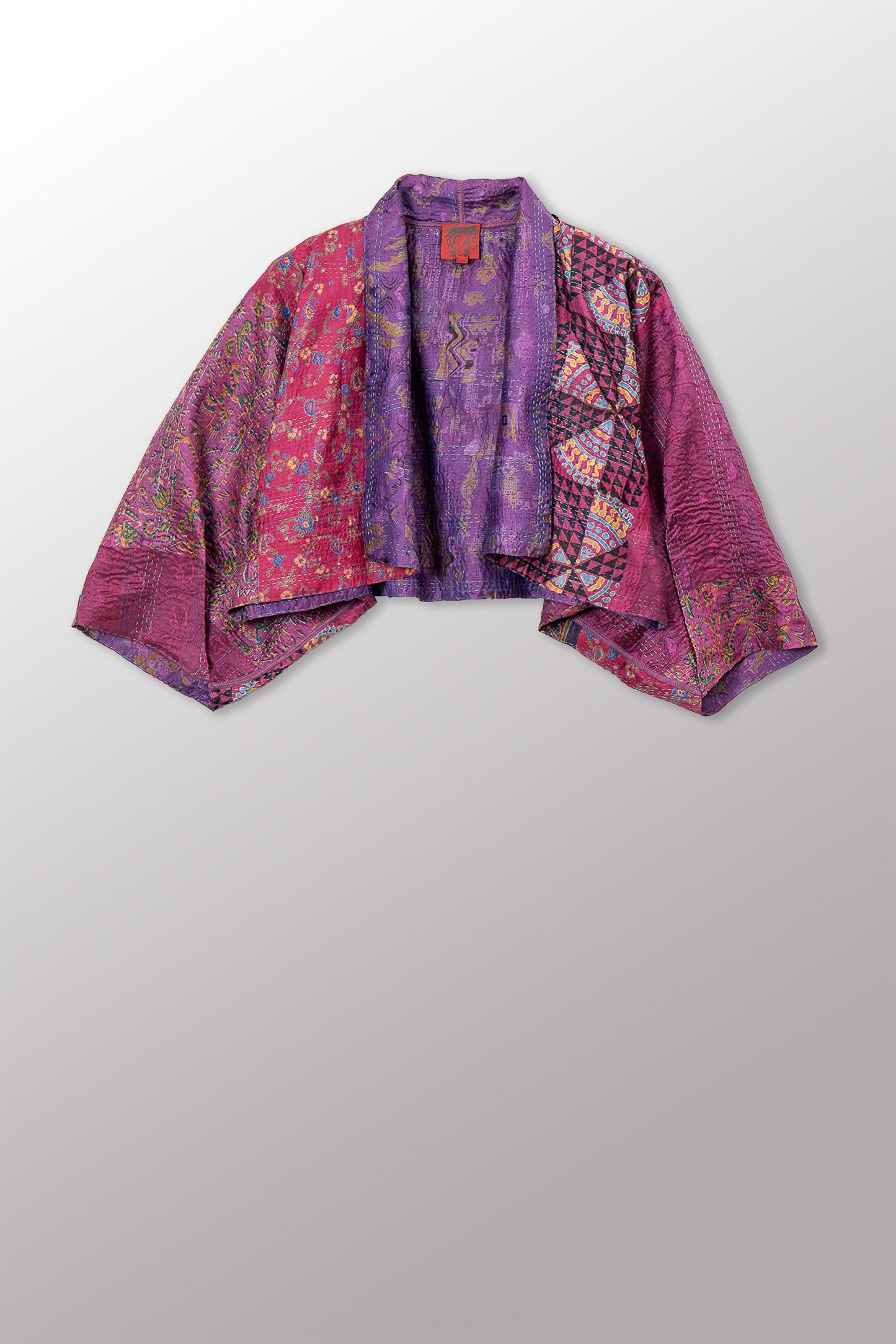 VINTAGE SILK KANTHA PUFF SLV. SHRUG - sv2062-0033a -