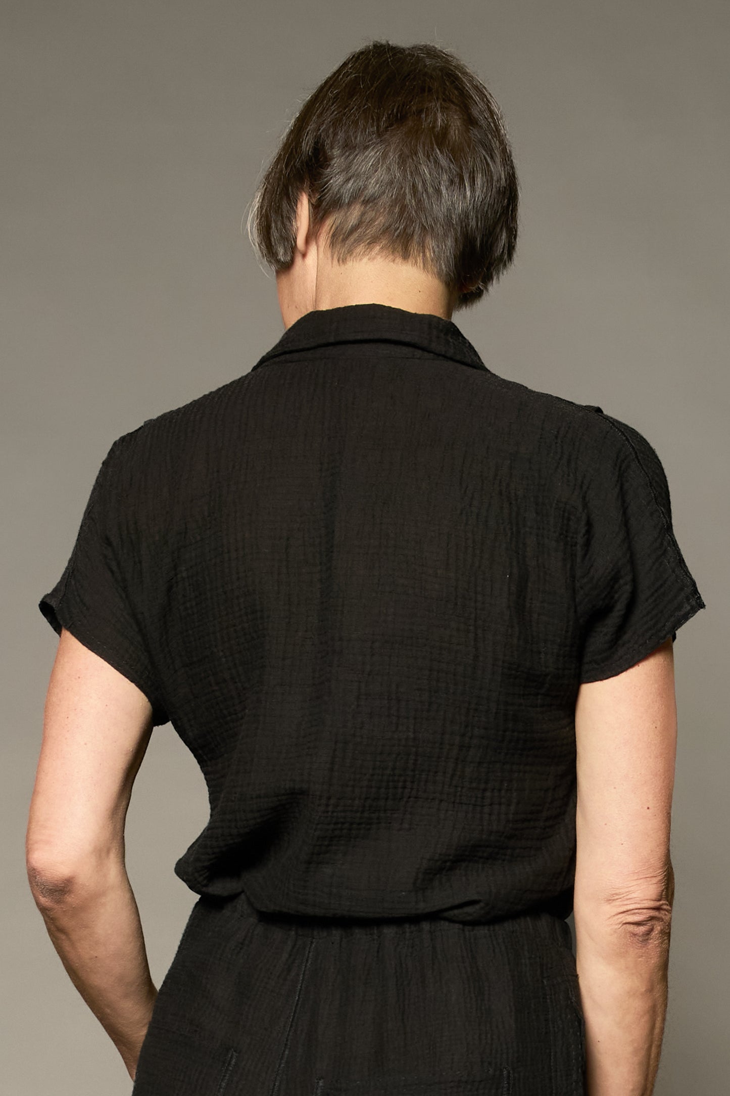 RIPPLE KANTHA ESSENTIAL SHIRT BLOUSE - rp2t111-blk -