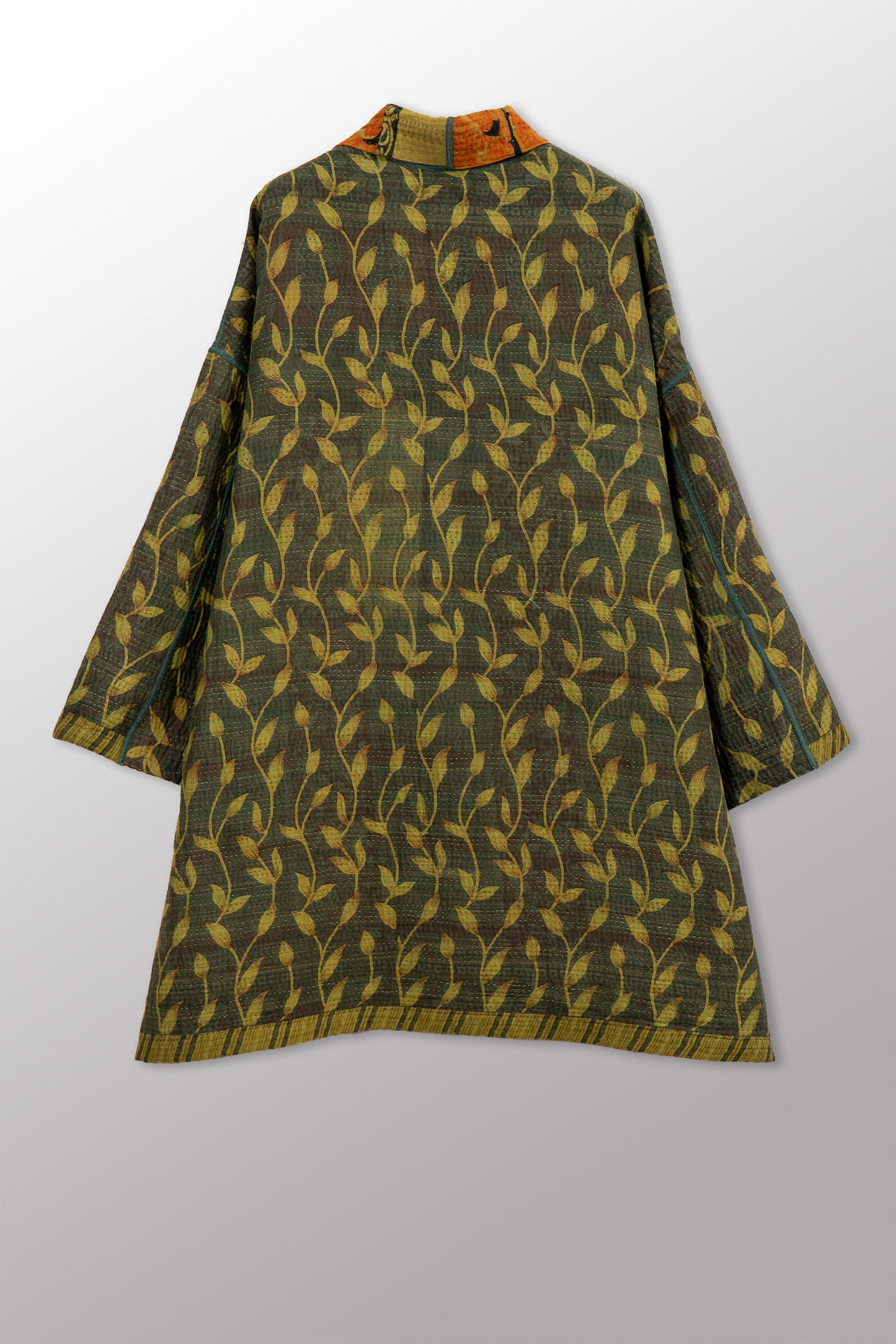 COTTON OVERDYE KANTHA HAORI JACKET - ov4068-cgrn003a -