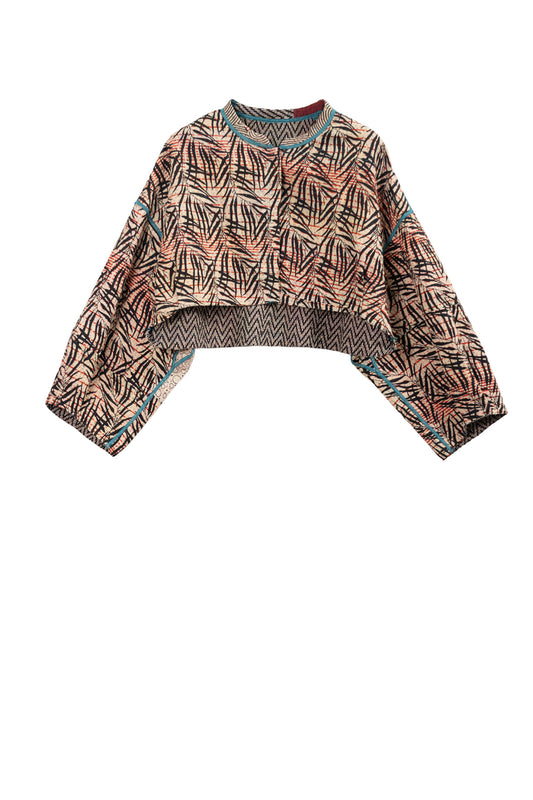 BO4090-CBLK007S @SOHO BAMBOO KANTHA SLEEVE JACKET