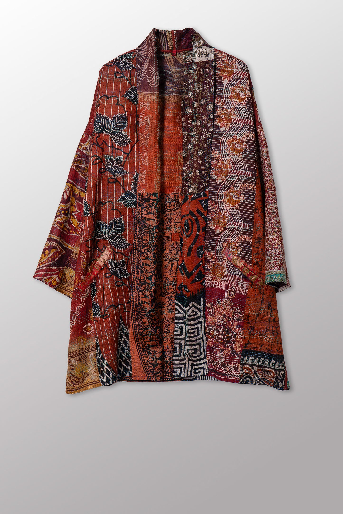 VINTAGE SILK KANTHA HAORI JACKET - sv2068-0009a -