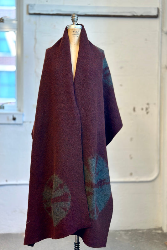 CIRCLE TIE DYE BOILED WOOL SHAWL LARGE - tw1803-brn -