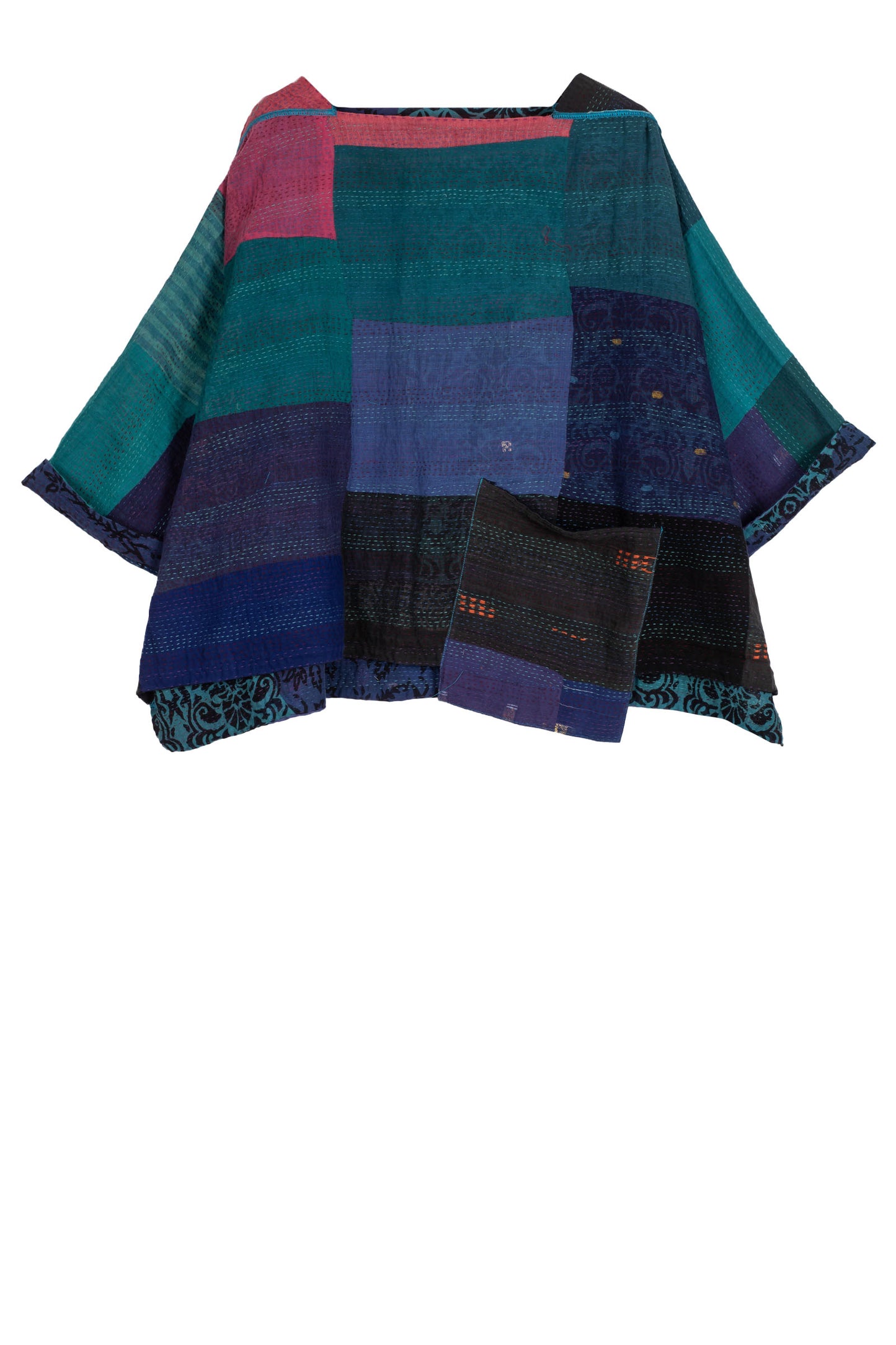 BAGH PRINT KANTHA 3/4 SLV. CROP TOP MIO