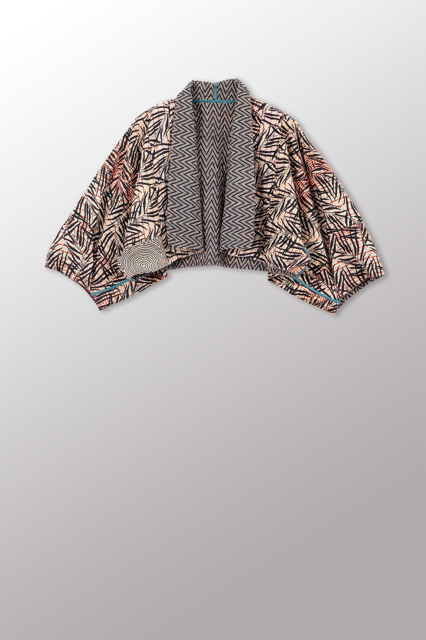 SOHO BAMBOO KANTHA PUFF SLV. SHRUG - bo4062-cblk005a -