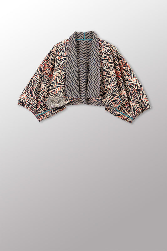 SOHO BAMBOO KANTHA PUFF SLV. SHRUG - bo4062-cblk005a -
