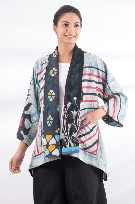 VINTAGE COTTON KANTHA KIMONO JKT