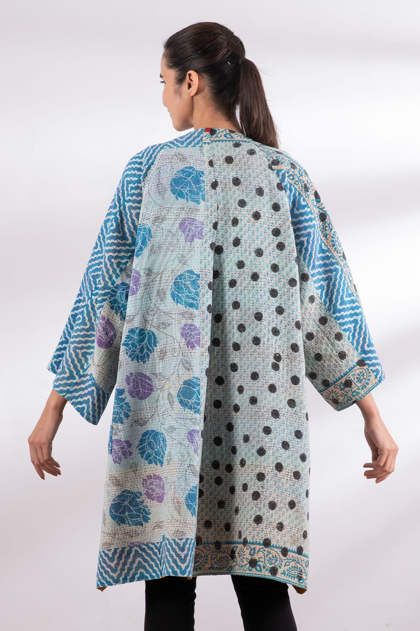 VINTAGE COTTON KANTHA KIMONO DUSTER