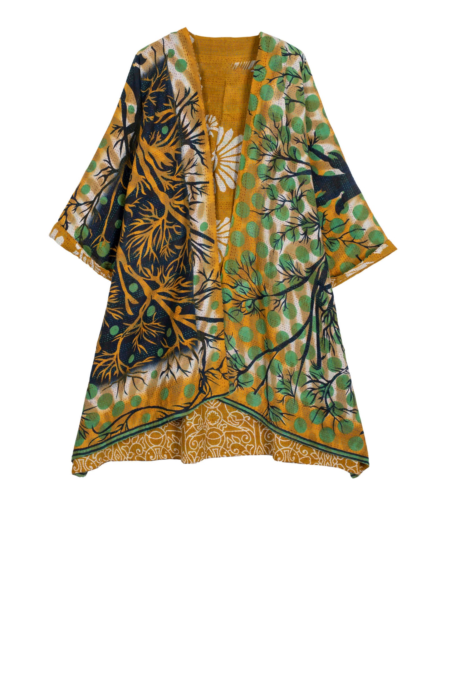 VINTAGE COTTON KANTHA KIMONO DUSTER