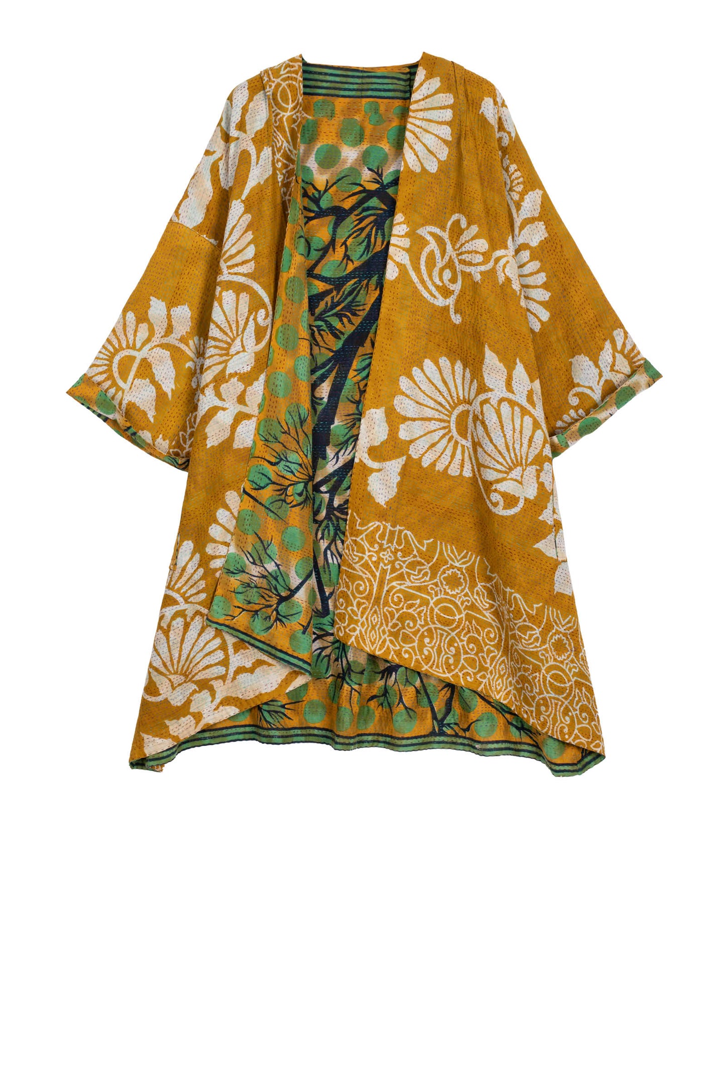 VINTAGE COTTON KANTHA KIMONO DUSTER